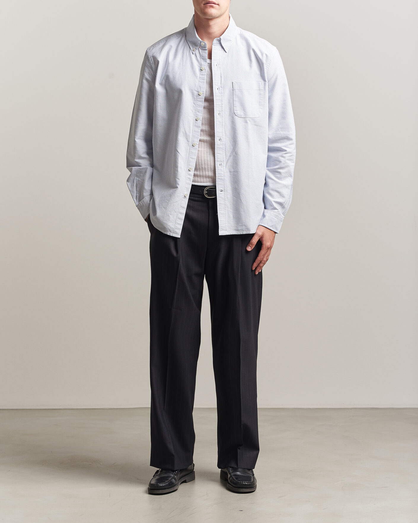 Herre | Skjorter | A Day's March | Original Oxford Shirt Blue/White