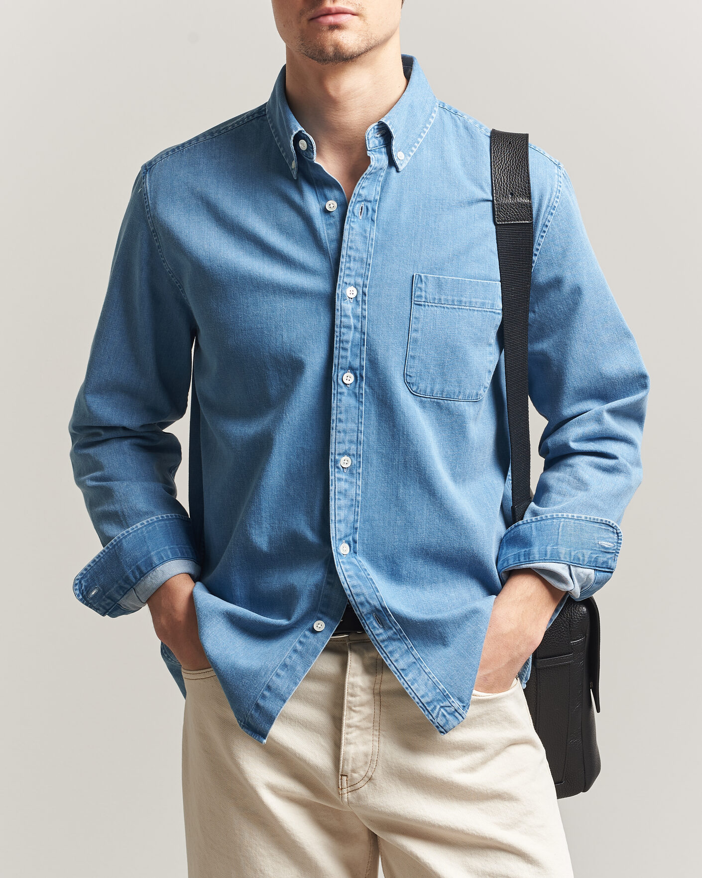 Herre | Skjorter | A Day's March | Original Denim Shirt Light Blue