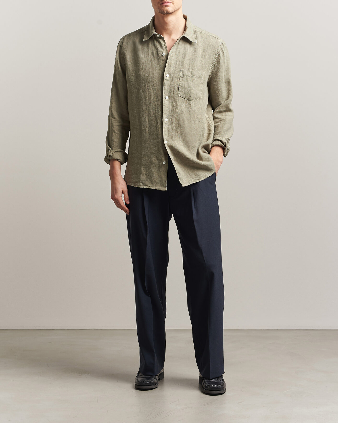 Herre | Skjorter | A Day's March | Daintree Linen Shirt Misty Green