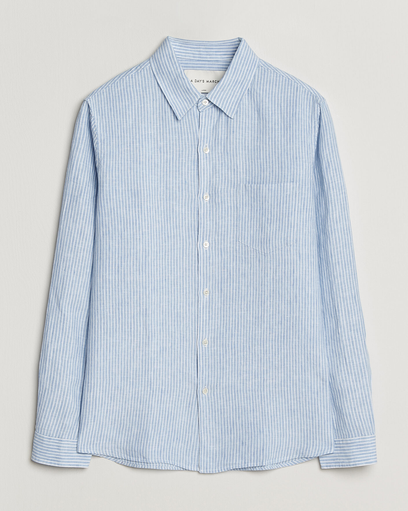 Herre | Skjorter | A Day's March | Daintree Striped Linen Shirt Light Blue/White