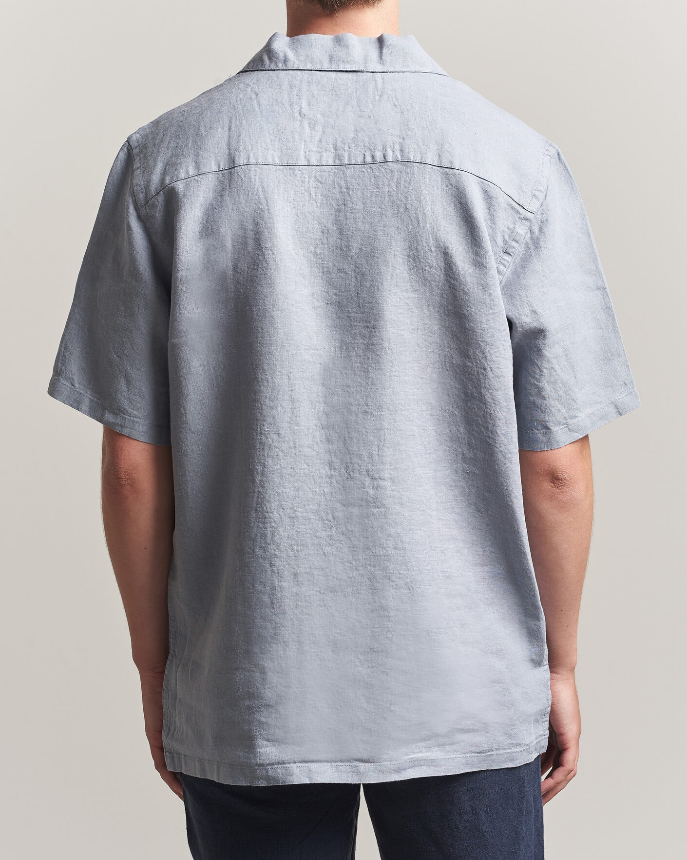 Herre | Skjorter | A Day's March | Yamu Linen Short Sleeve Shirt Rock Blue