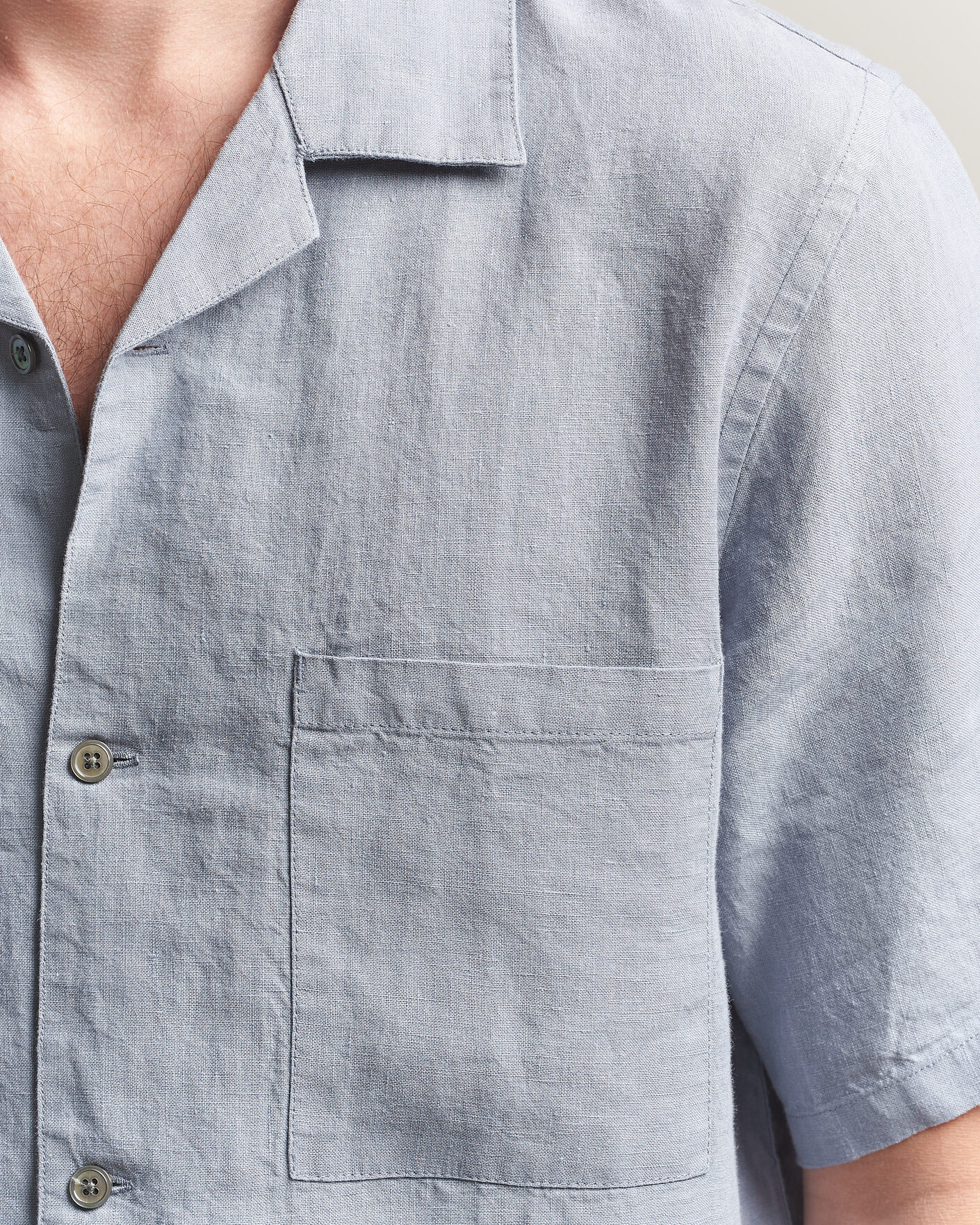 Herre | Skjorter | A Day's March | Yamu Linen Short Sleeve Shirt Rock Blue
