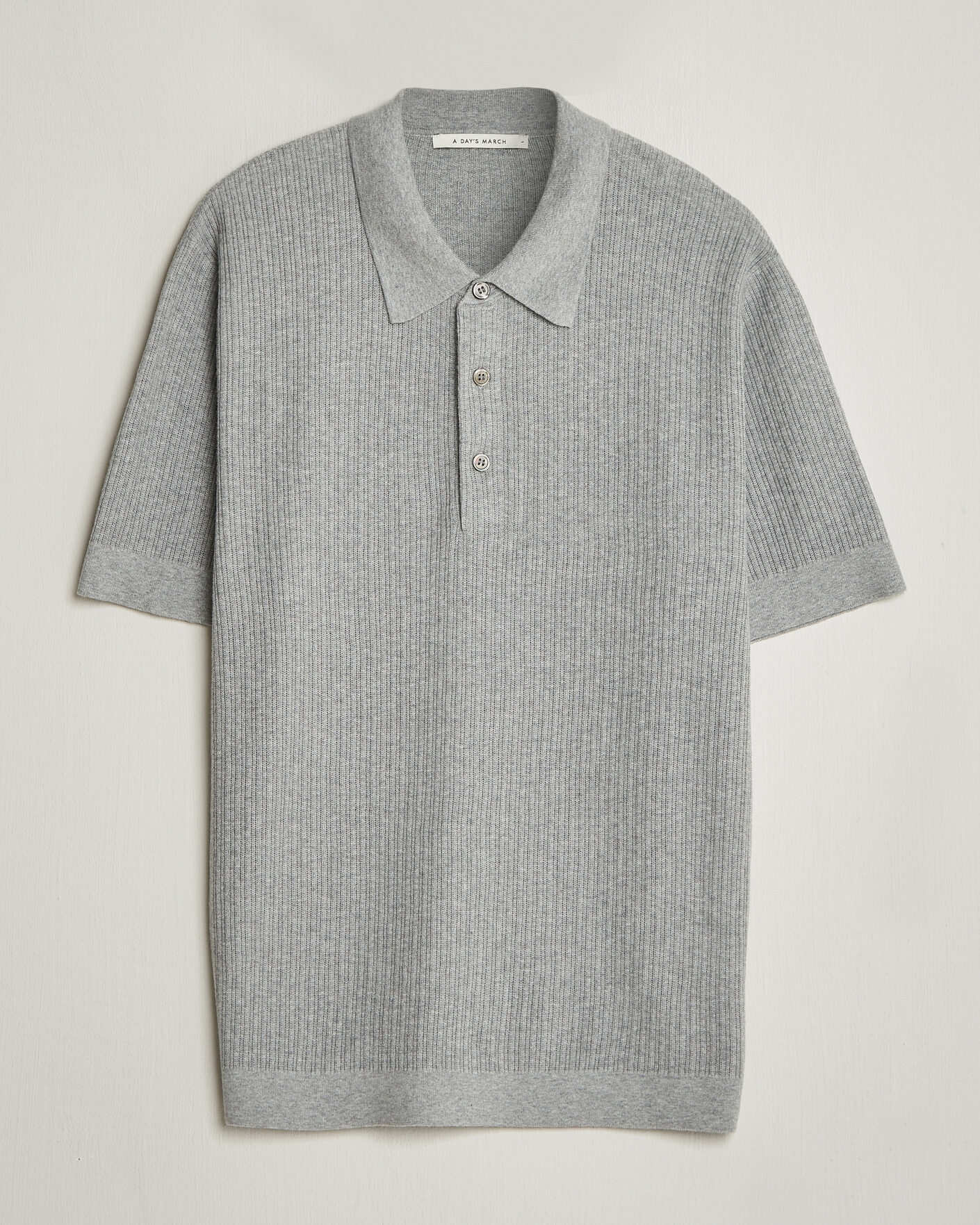 Herre | Polotrøjer | A Day's March | Aspen Structured Knitted Polo Grey