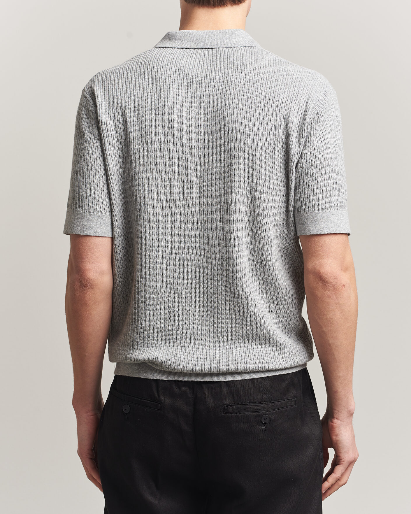 Herre | Polotrøjer | A Day's March | Aspen Structured Knitted Polo Grey