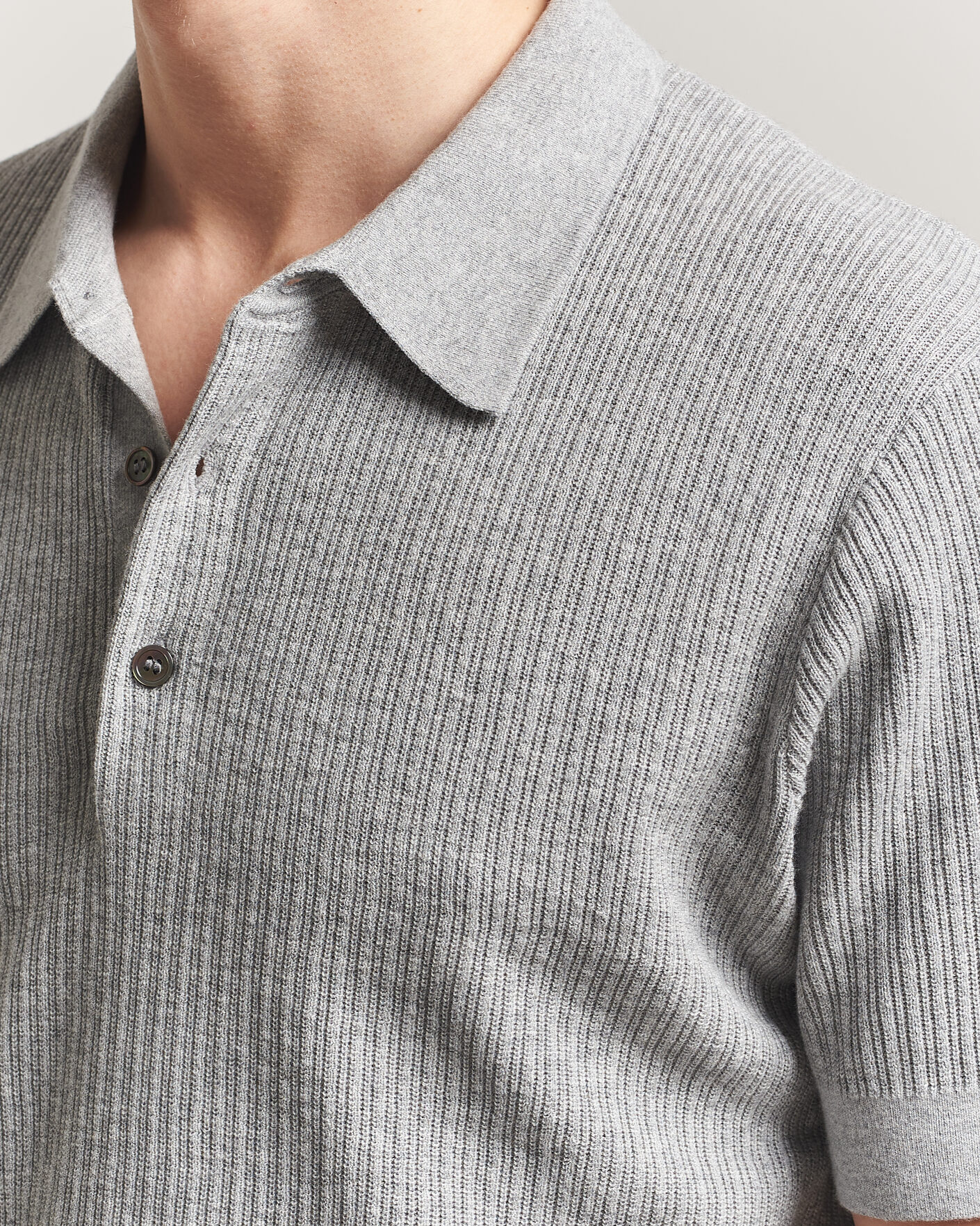 Herre | Polotrøjer | A Day's March | Aspen Structured Knitted Polo Grey