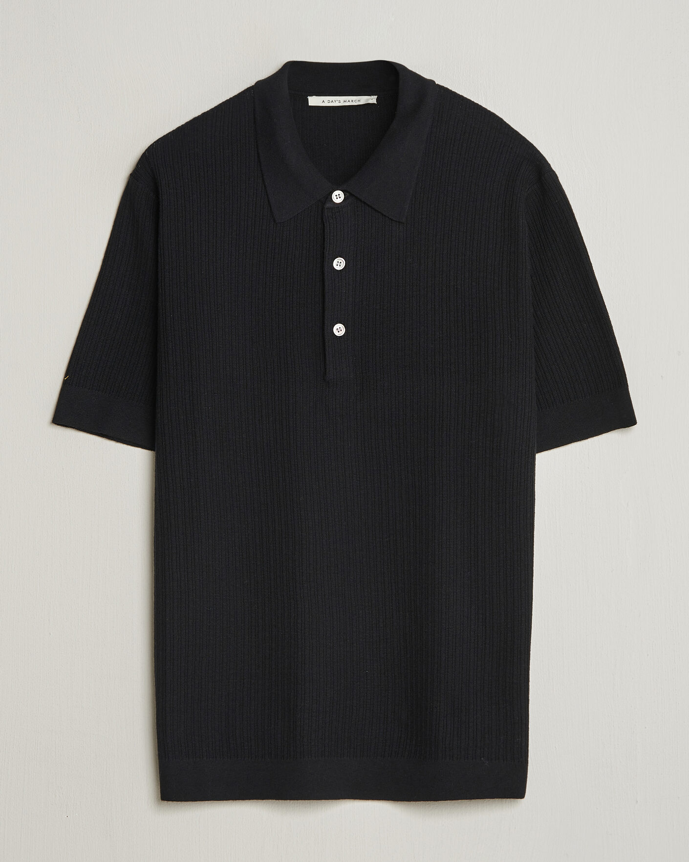 Herre | Polotrøjer | A Day's March | Aspen Structured Knitted Polo Black