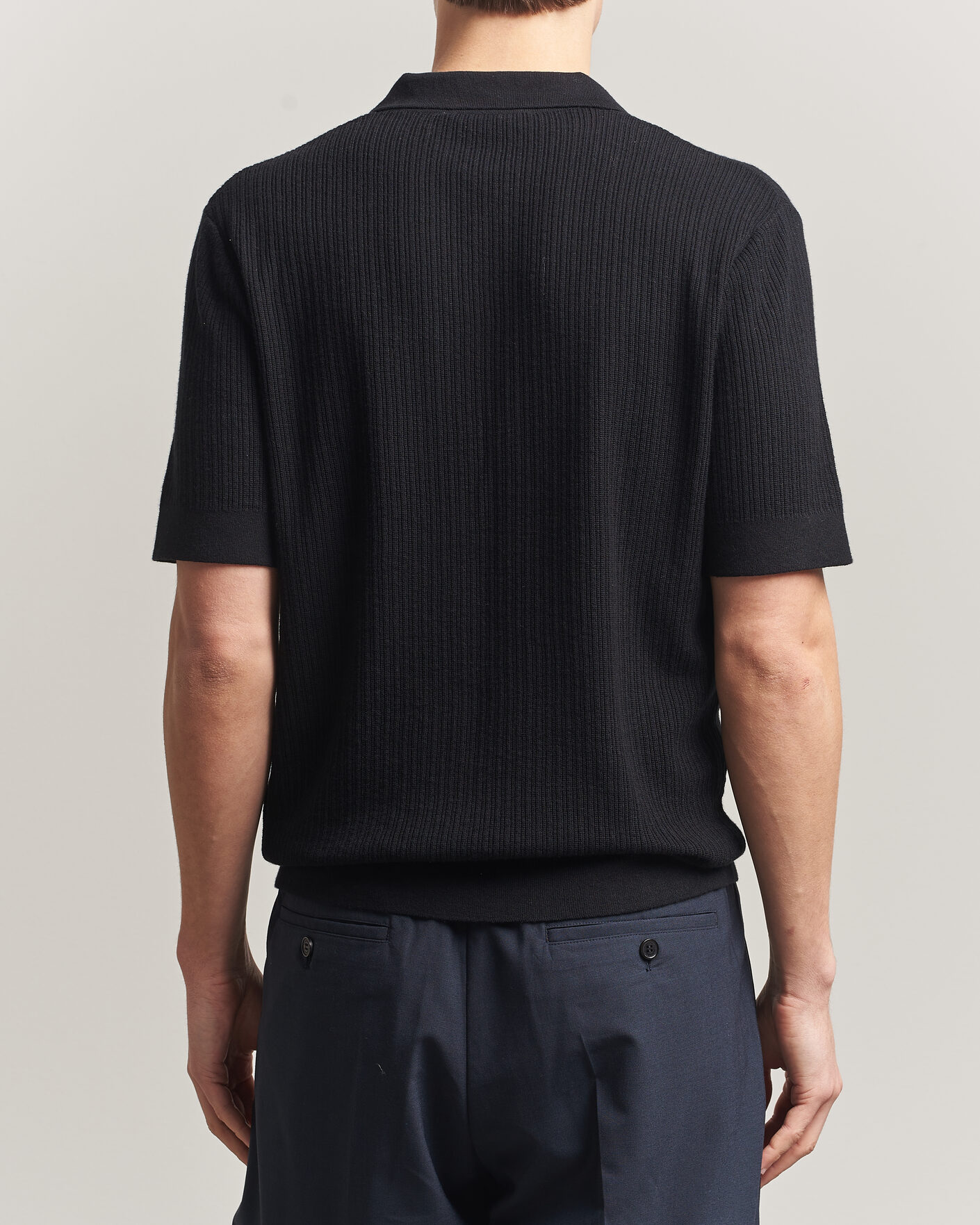 Herre | Polotrøjer | A Day's March | Aspen Structured Knitted Polo Black