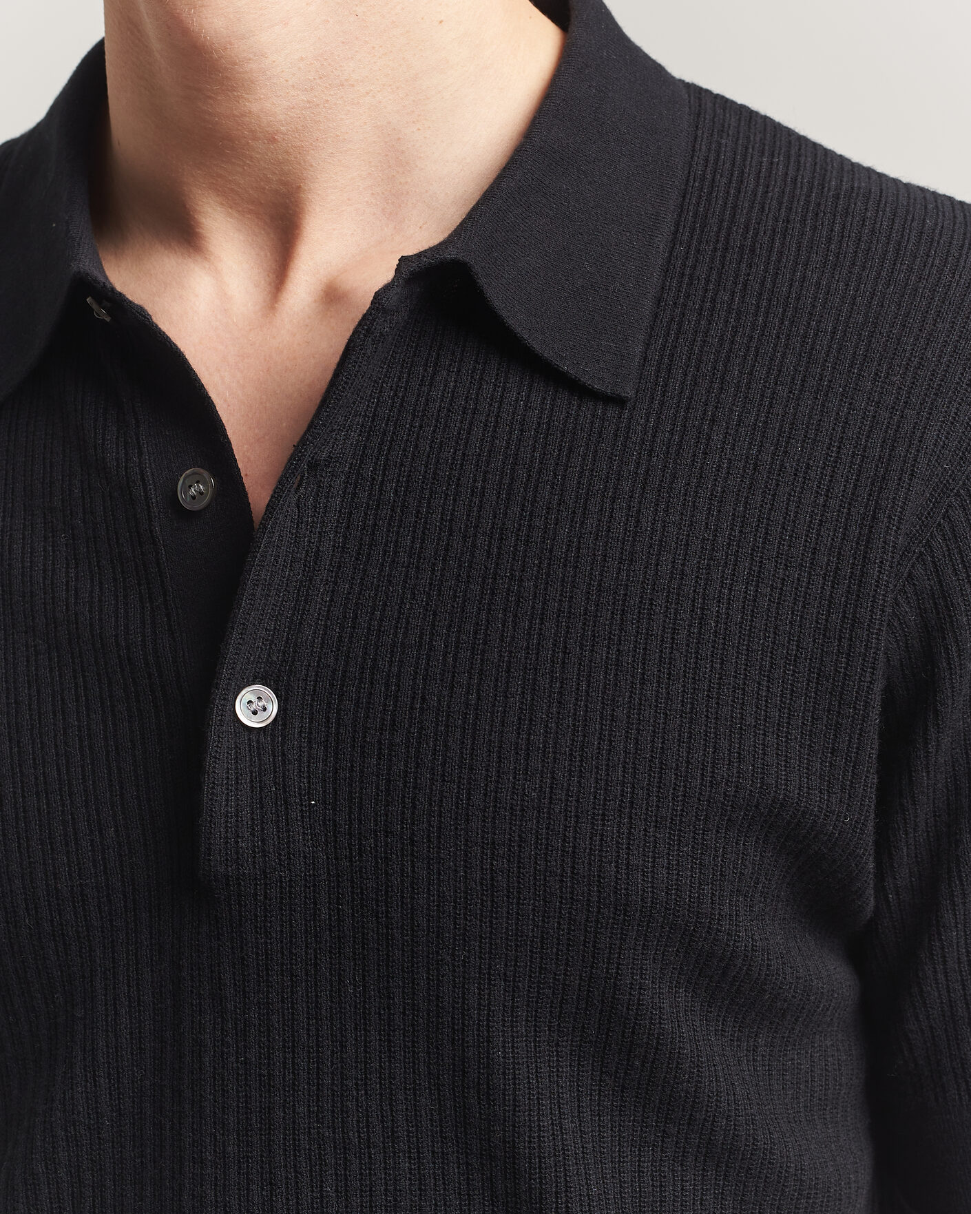 Herre | Polotrøjer | A Day's March | Aspen Structured Knitted Polo Black