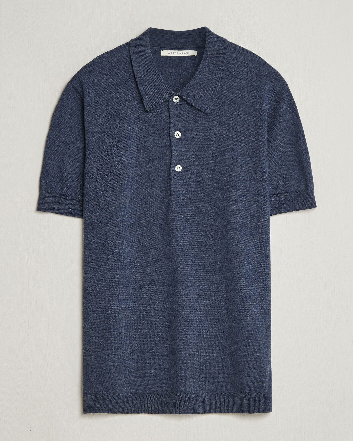 Herre | Polotrøjer | A Day's March | Rosehall Knitted Polo Storm Blue