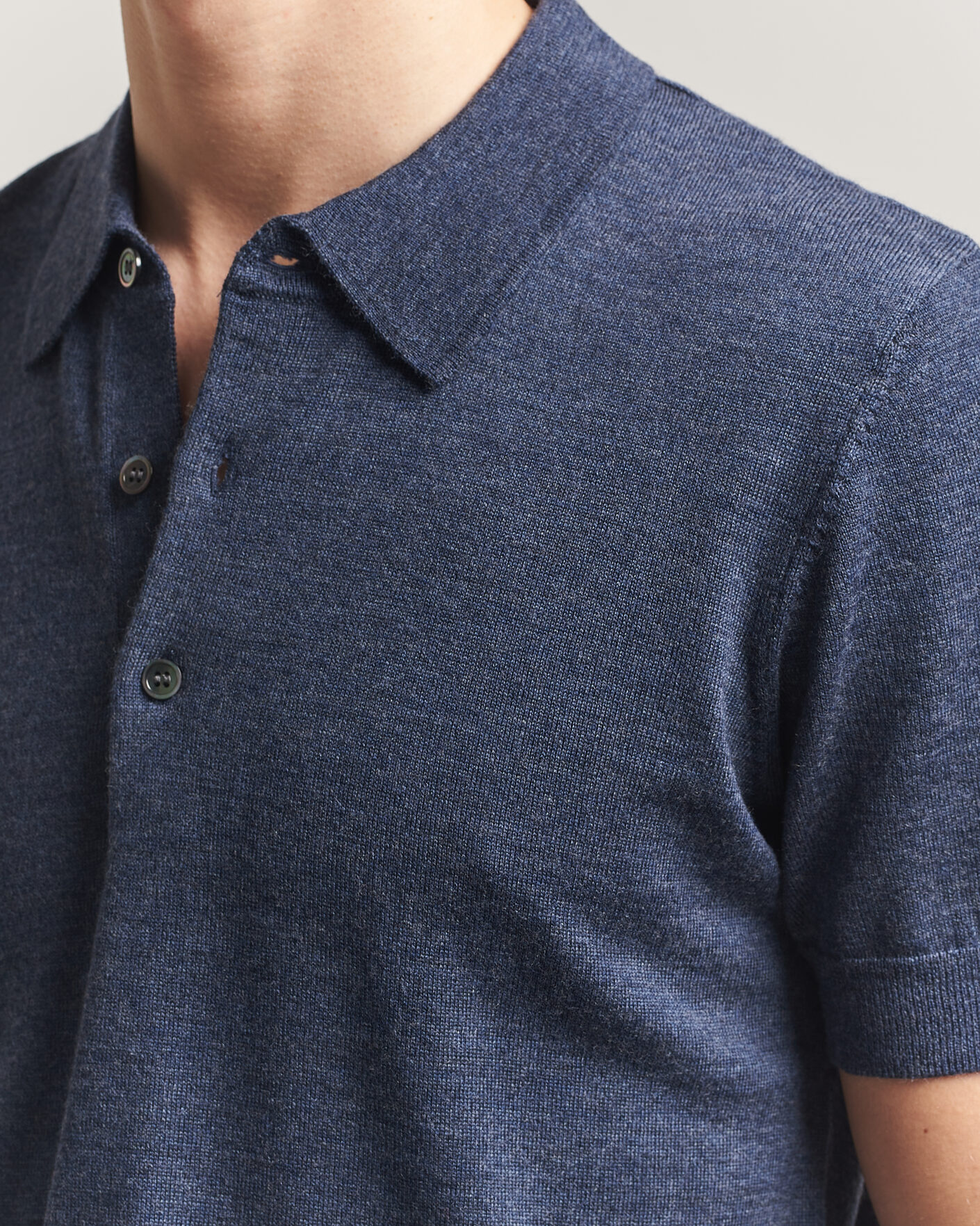 Herre | Polotrøjer | A Day's March | Rosehall Knitted Polo Storm Blue