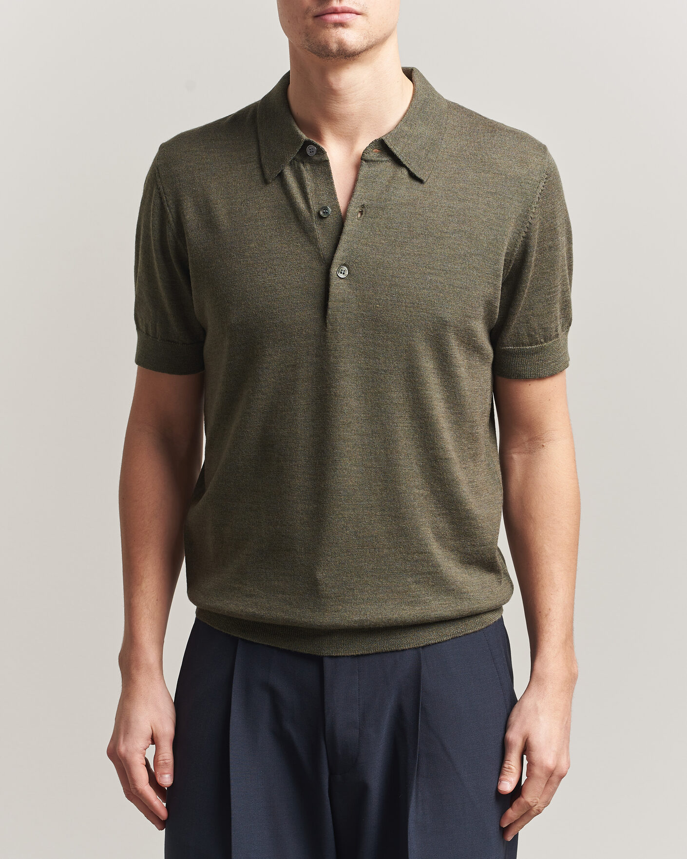 Herre | Polotrøjer | A Day's March | Rosehall Knitted Polo Forrest Green