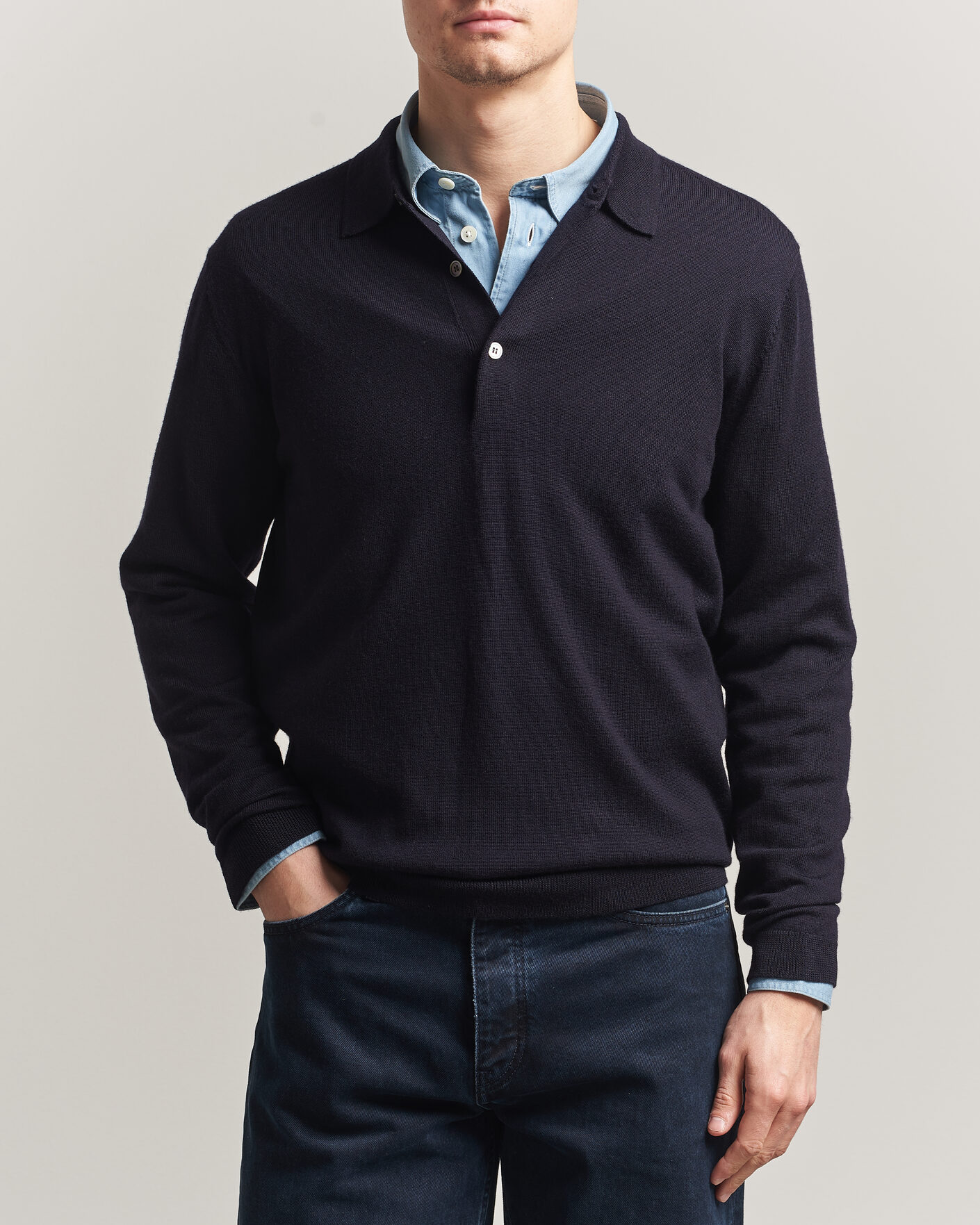 Herre | Trøjer | A Day's March | Ambroz Merino Polo Navy