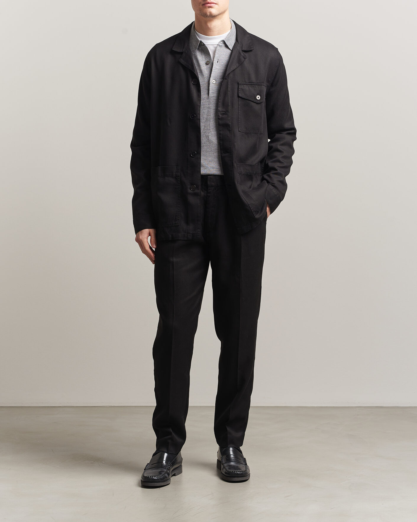 Herre | Bukser | A Day's March | Smart Lyocell Trousers Black