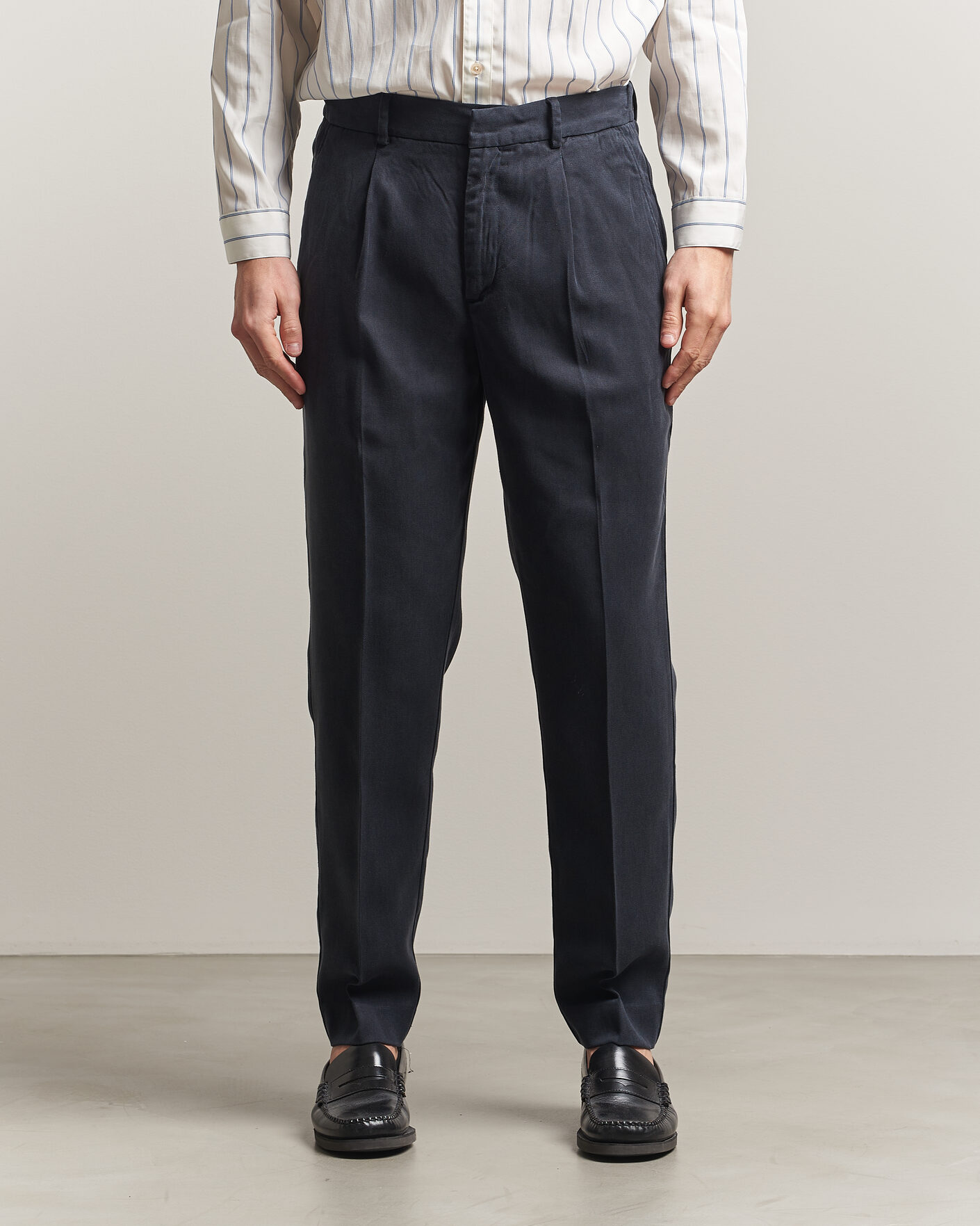 Herre | Bukser | A Day's March | Smart Lyocell Trousers Navy