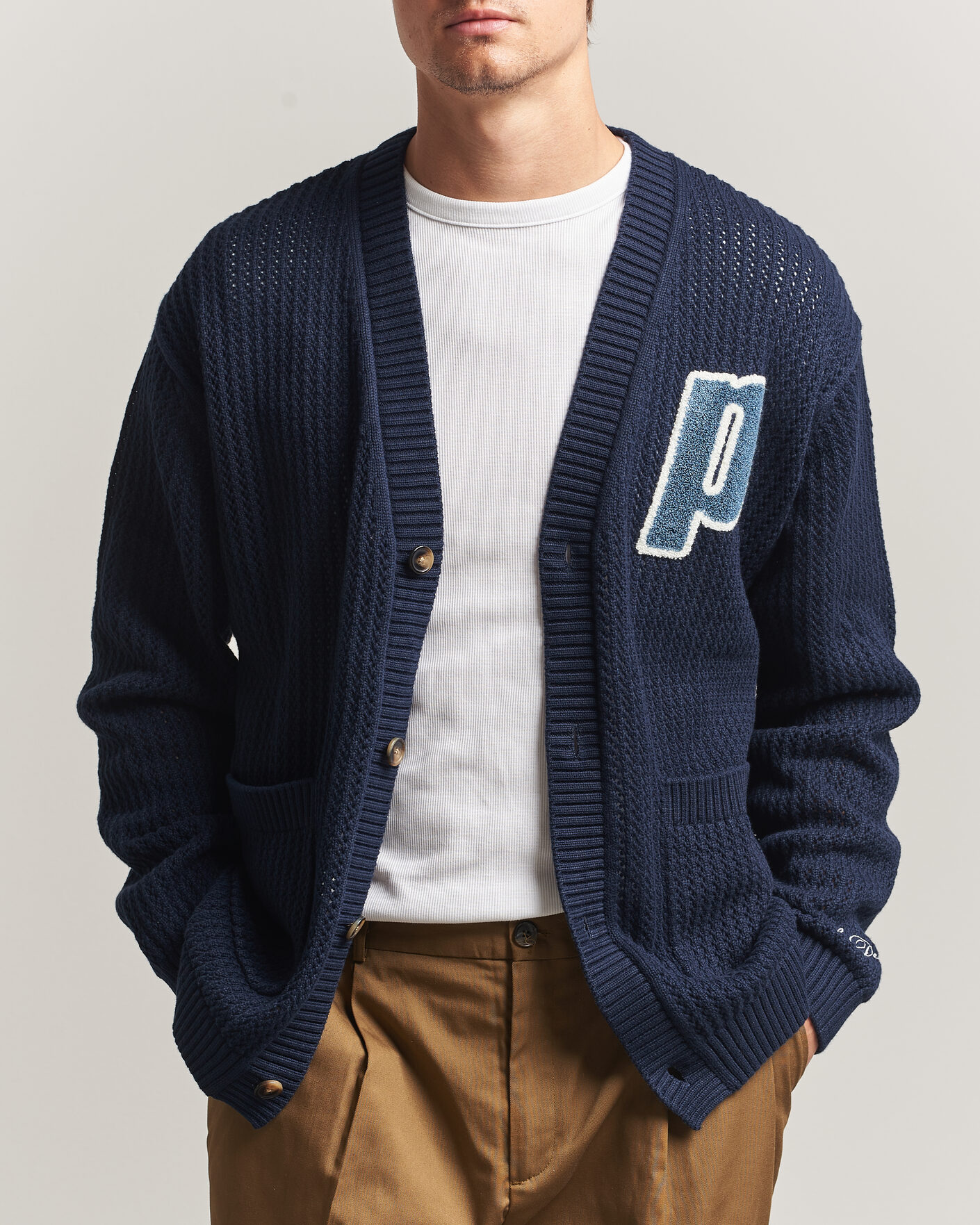 Herre | Trøjer | LES DEUX | Prince Lace Knitted Cardigan Dark Navy