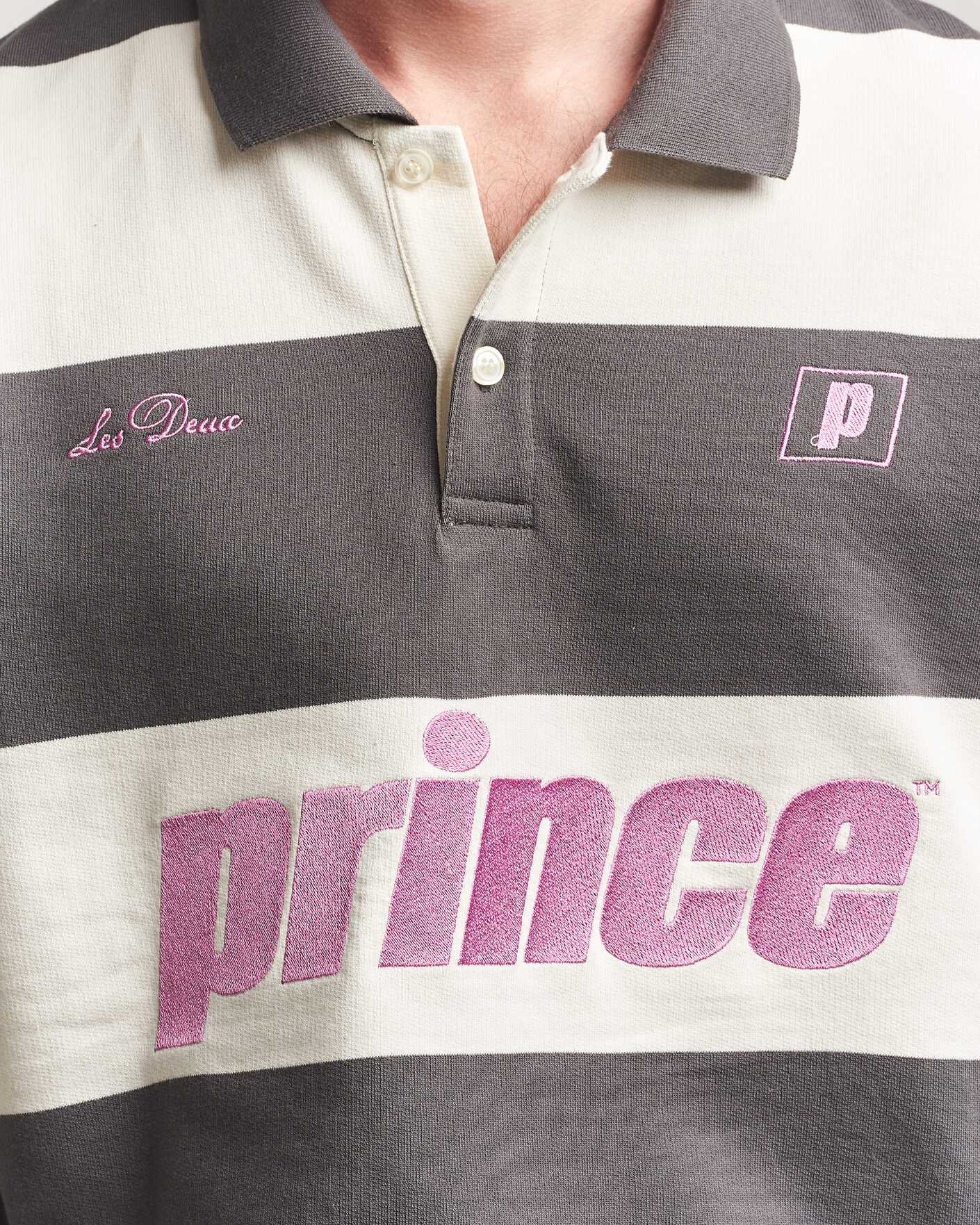 Herre | Trøjer | LES DEUX | Prince Striped Long Sleeve Polo Raven Gray