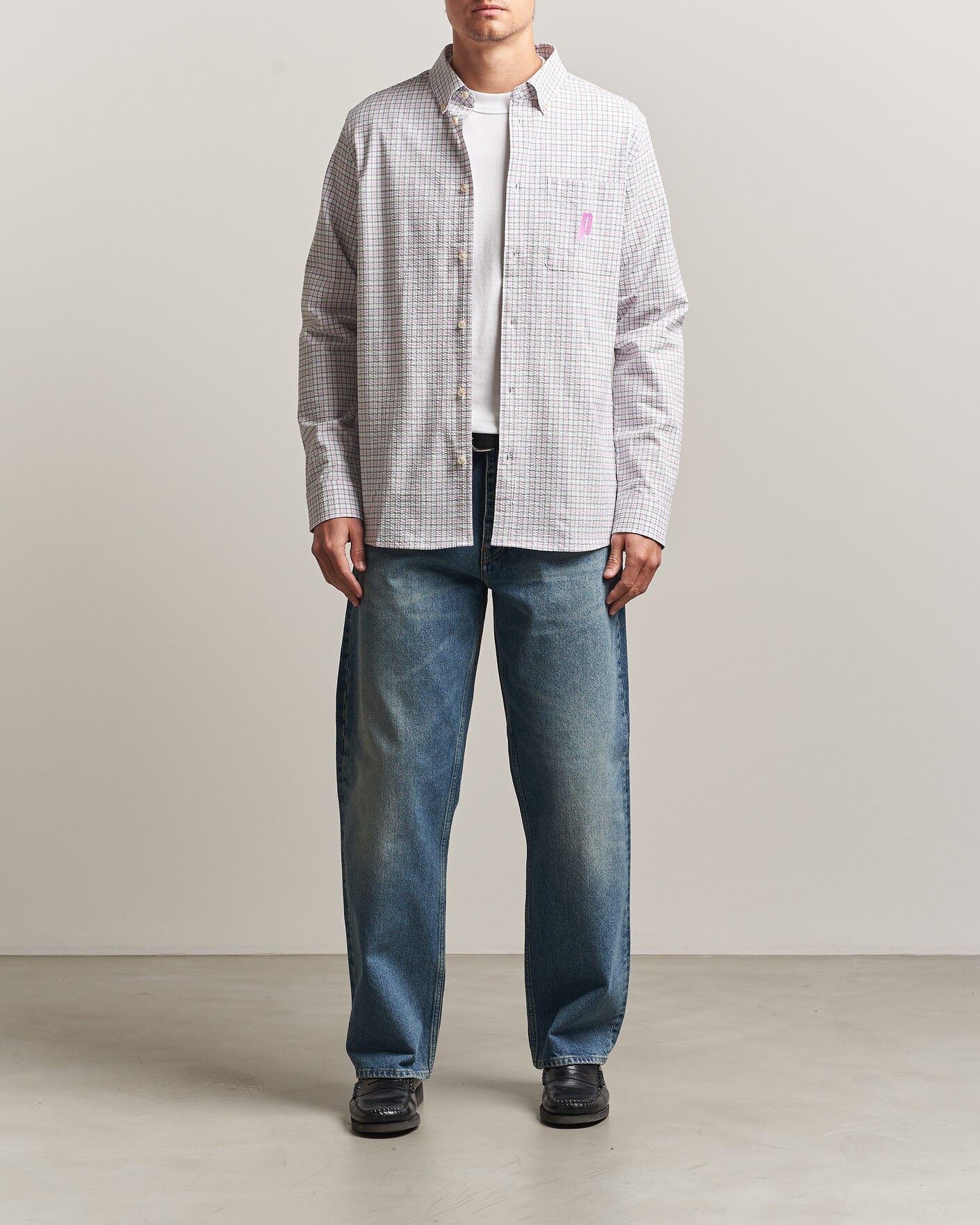 Herre | Skjorter | LES DEUX | Prince Seersucker Check Shirt Ivory