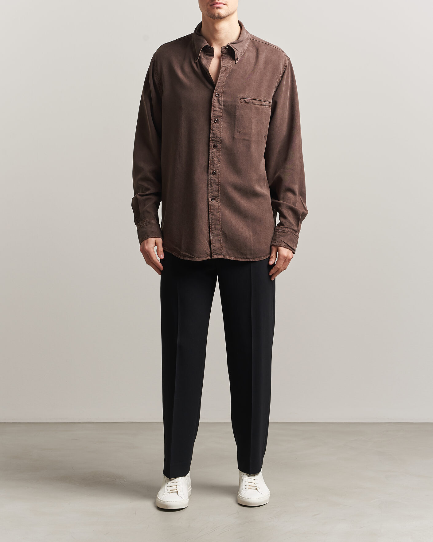 Herre | Skjorter | Filippa K | Zack Lyocell Shirt Dark Chocolate