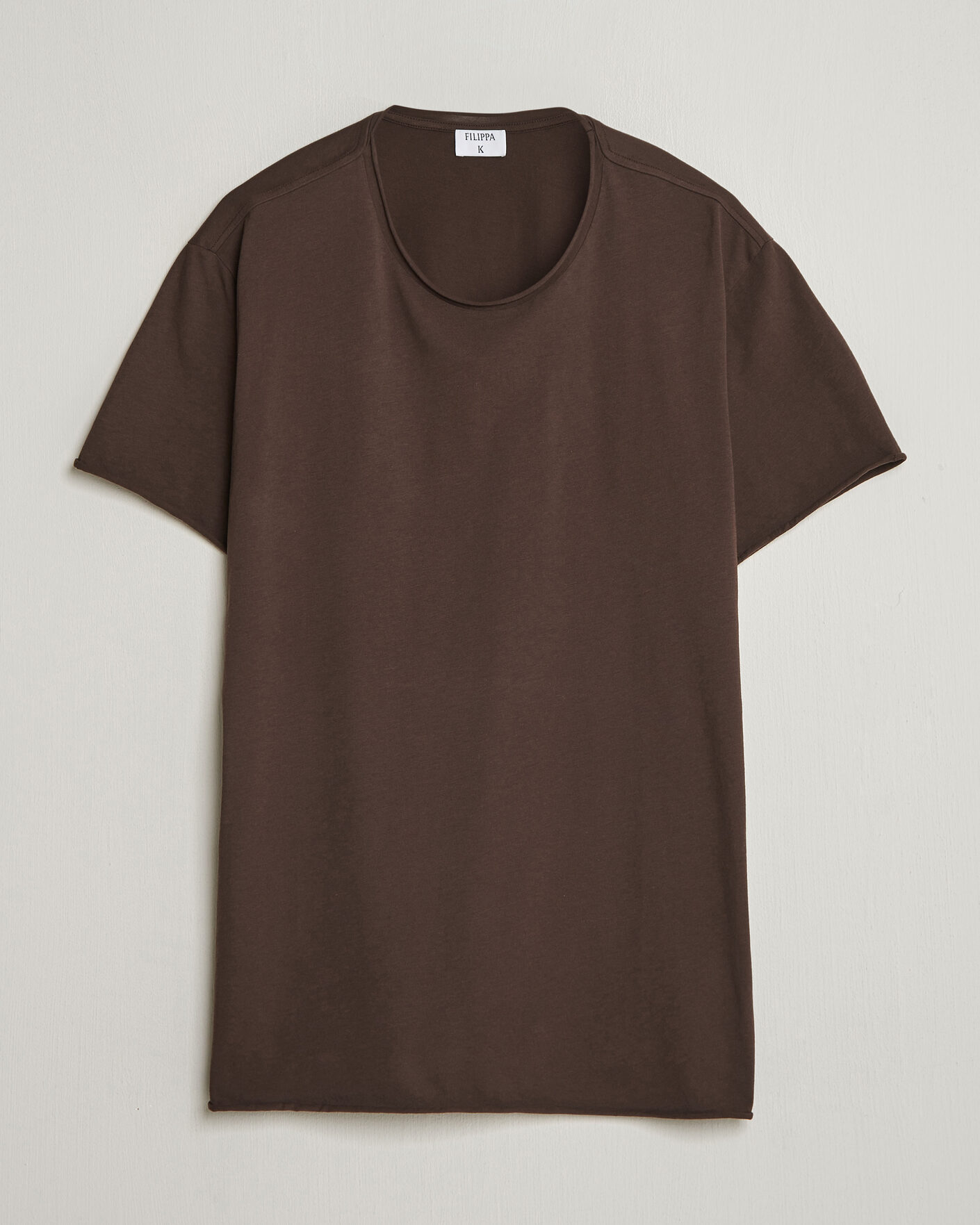 Herre | T-Shirts | Filippa K | Roll Neck Crew Neck T-Shirt Dark Chocolate