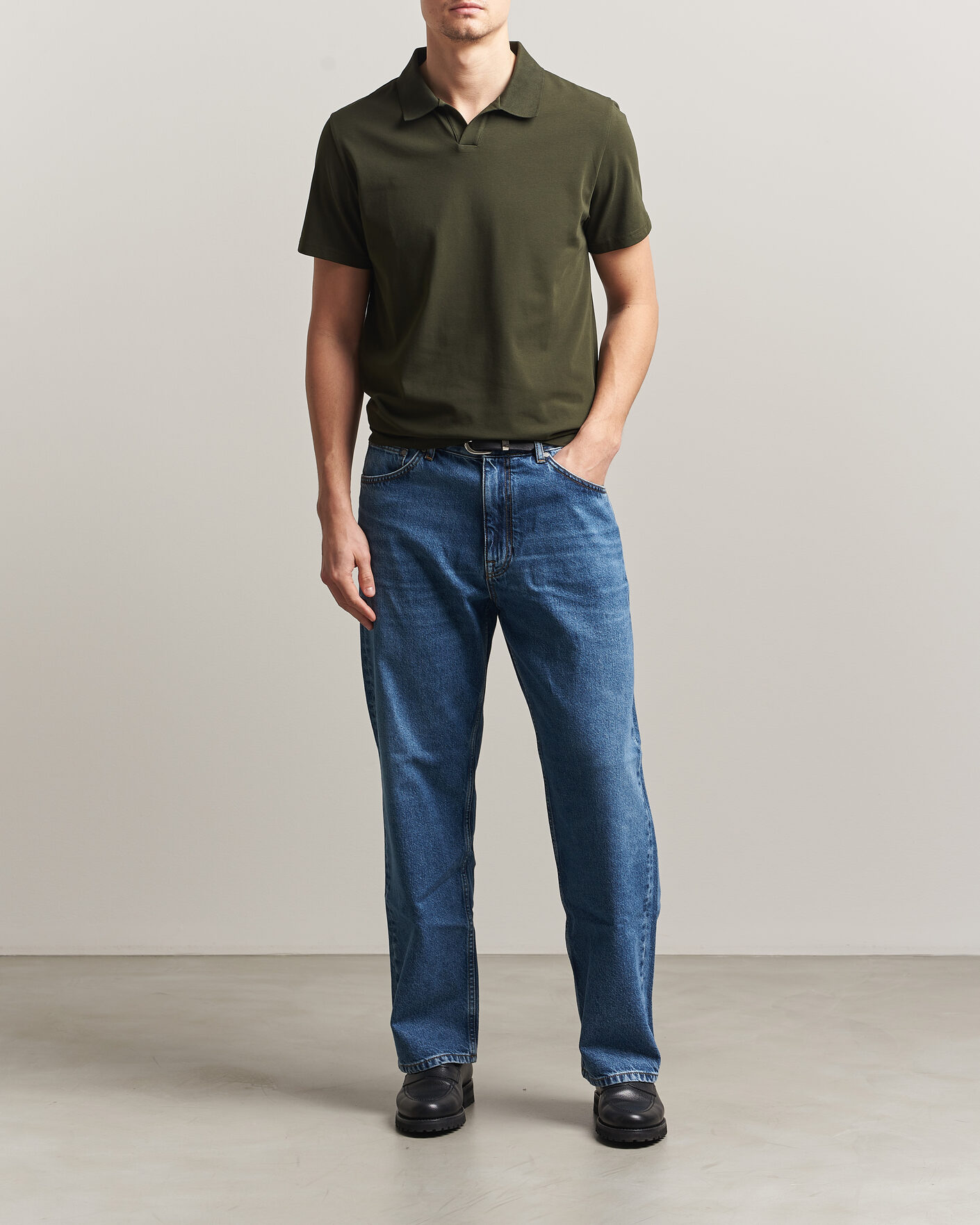 Herre | Polotrøjer | Filippa K | Soft Lycra Polo T-Shirt Midnight Olive