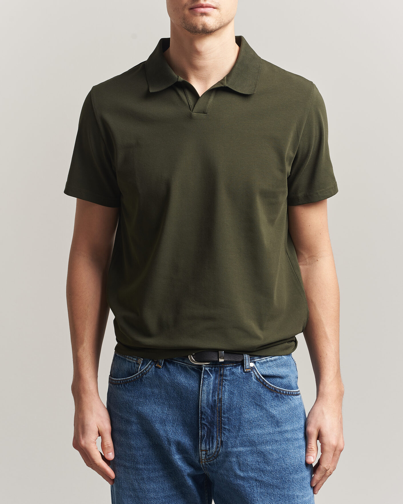 Herre | Polotrøjer | Filippa K | Soft Lycra Polo T-Shirt Midnight Olive