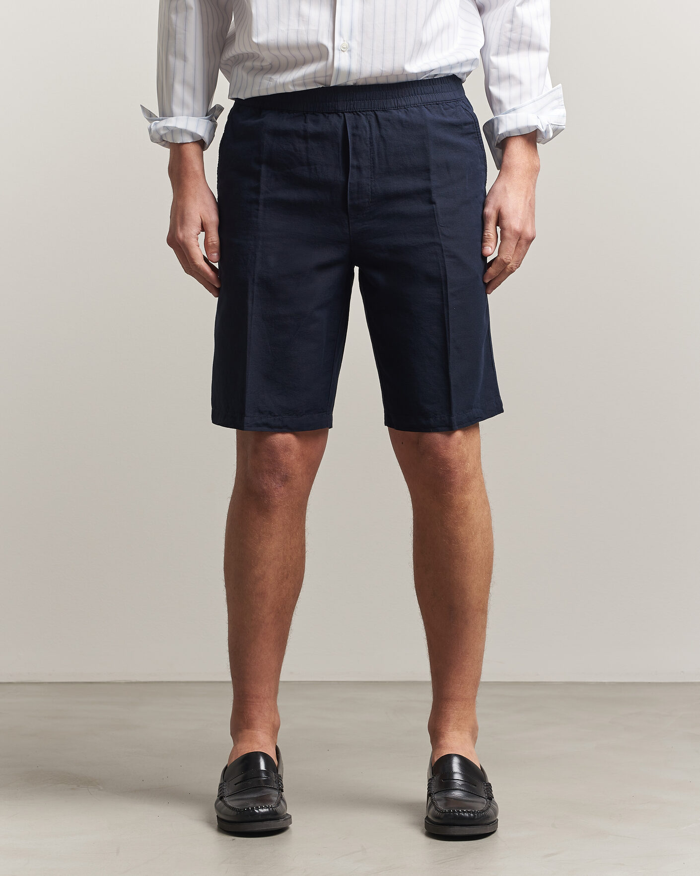 Herre | Shorts | Filippa K | Theo Relaxed Linen/Cotton Drawstring Shorts Navy