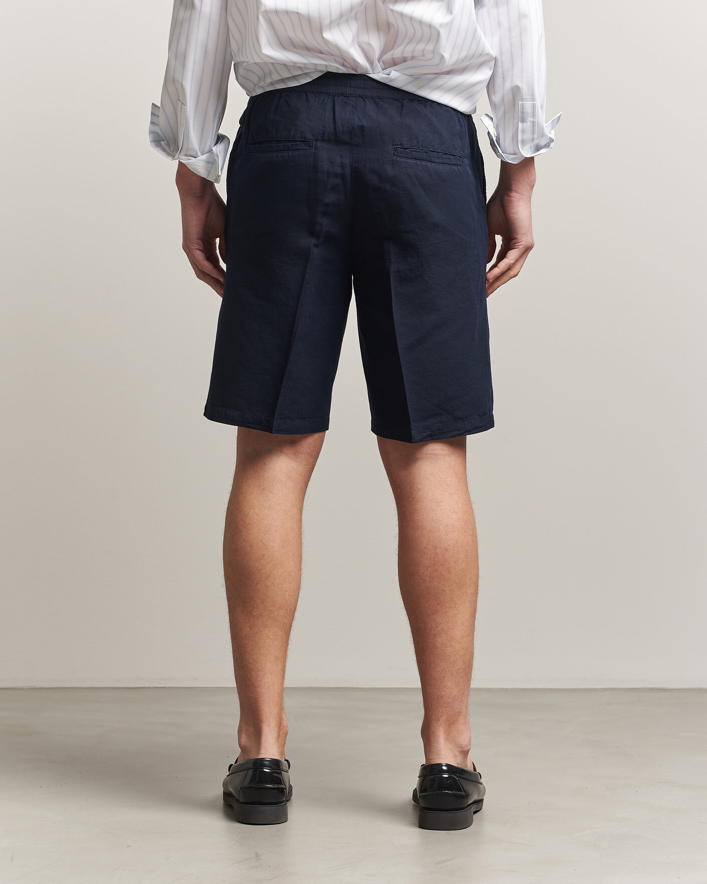 Herre | Shorts | Filippa K | Theo Relaxed Linen/Cotton Drawstring Shorts Navy