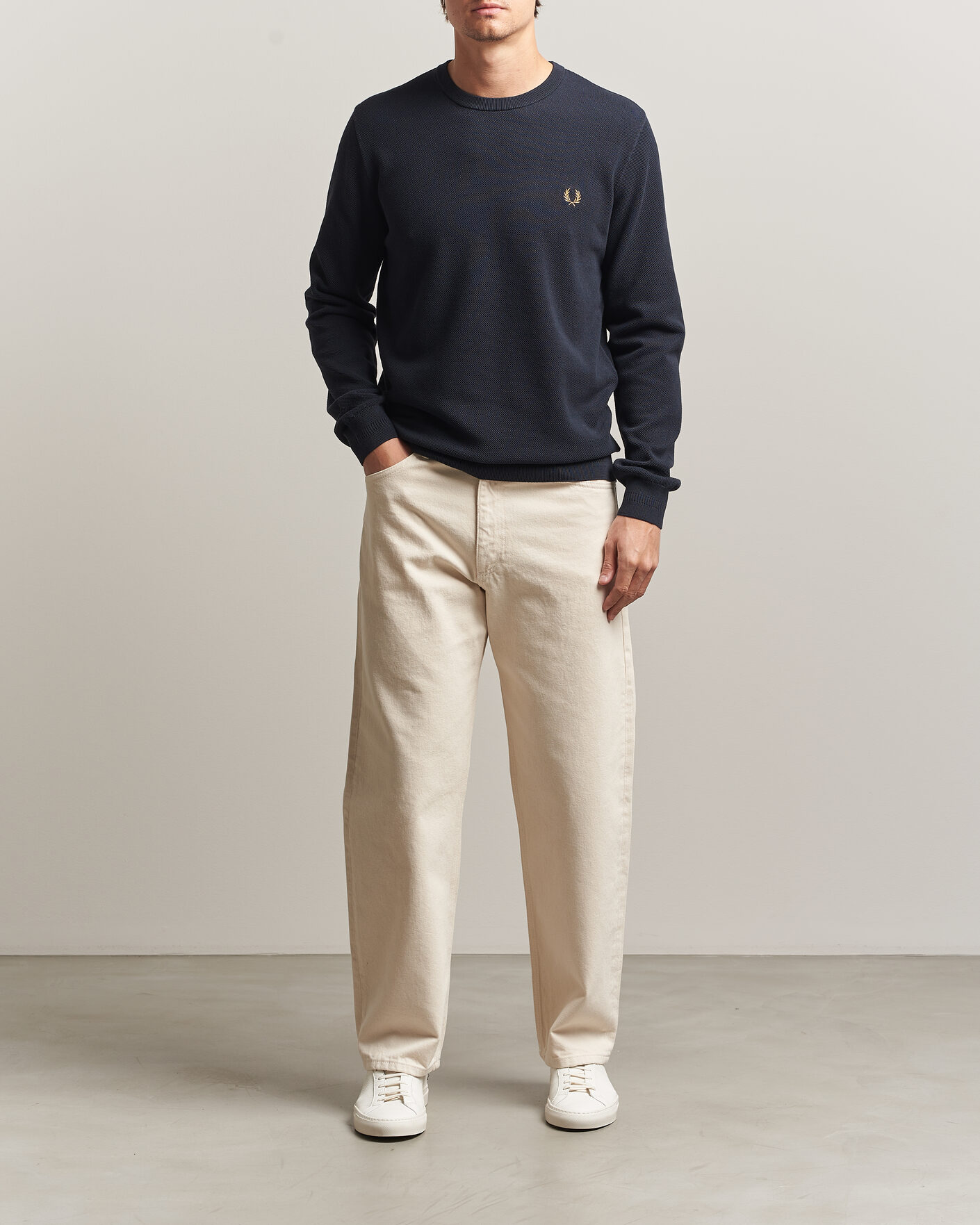 Herre | Trøjer | Fred Perry | Piqué Stitched Sweater Navy