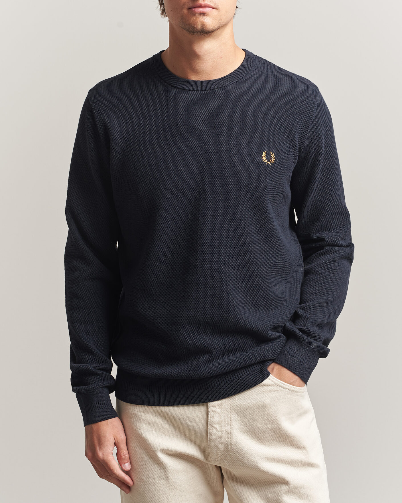 Herre | Trøjer | Fred Perry | Piqué Stitched Sweater Navy