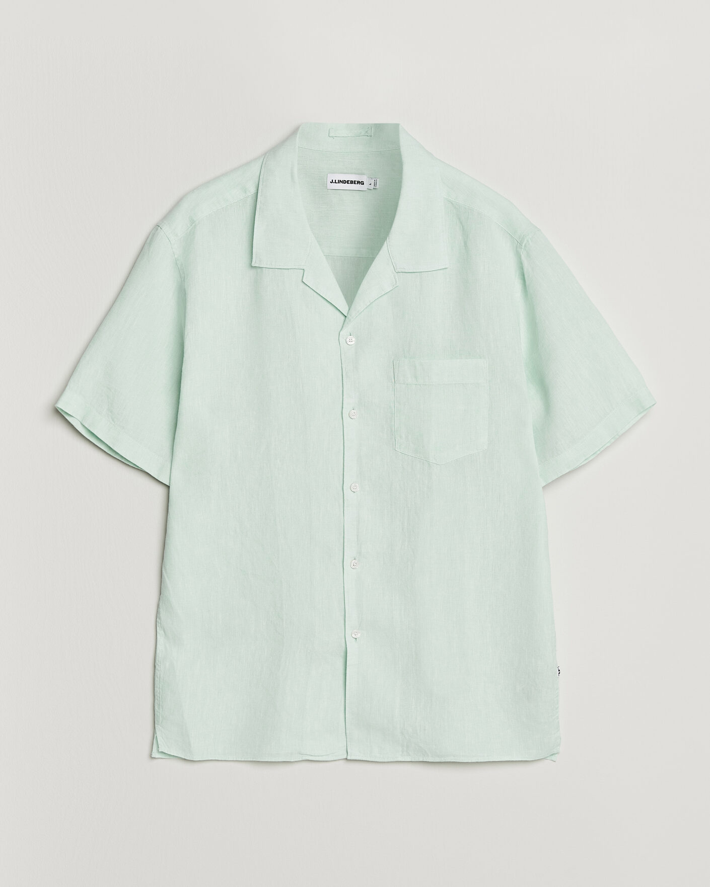 Herre | Skjorter | J.Lindeberg | Elio Linen Short Sleeve Shirt Bay Green