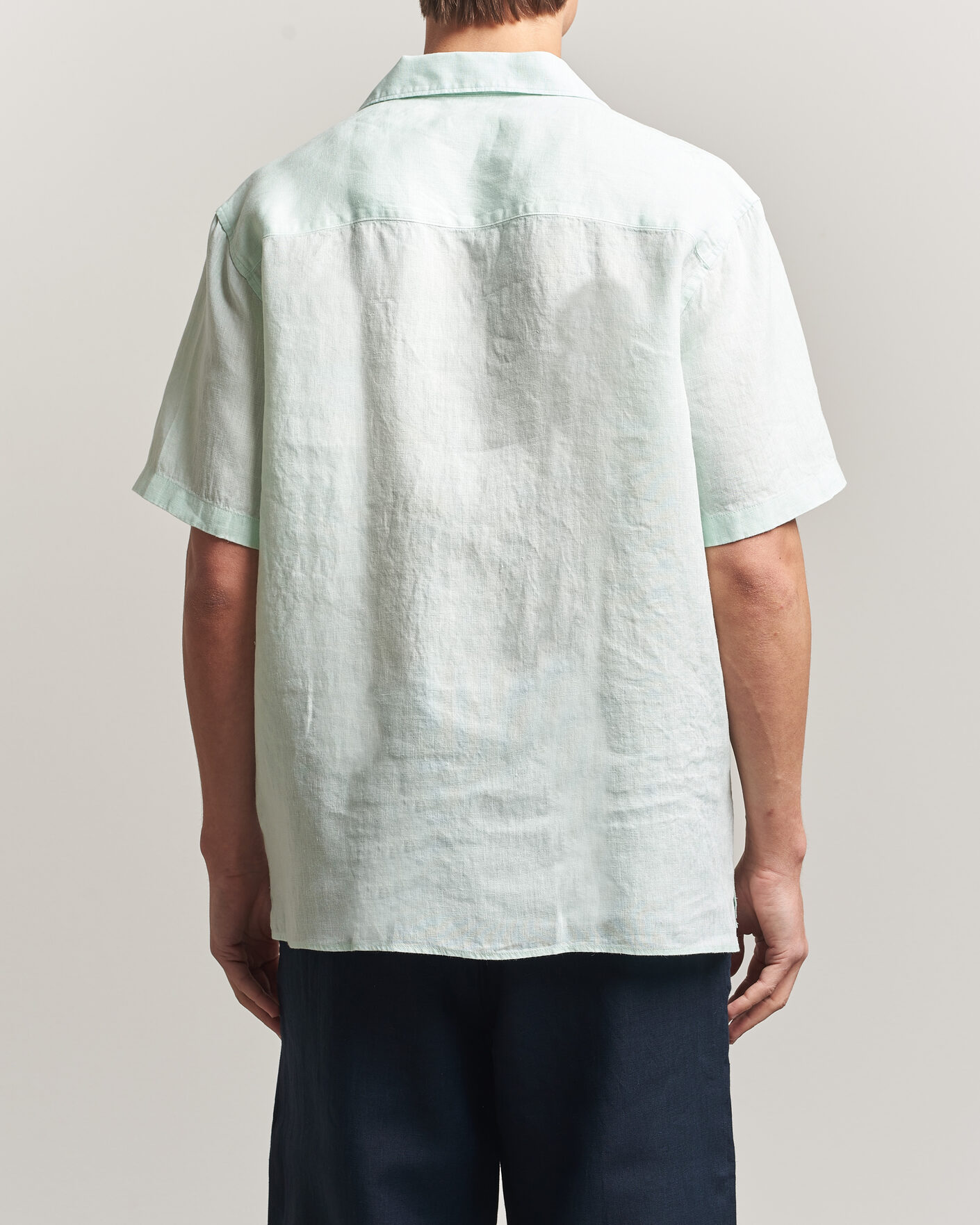 Herre | Skjorter | J.Lindeberg | Elio Linen Short Sleeve Shirt Bay Green