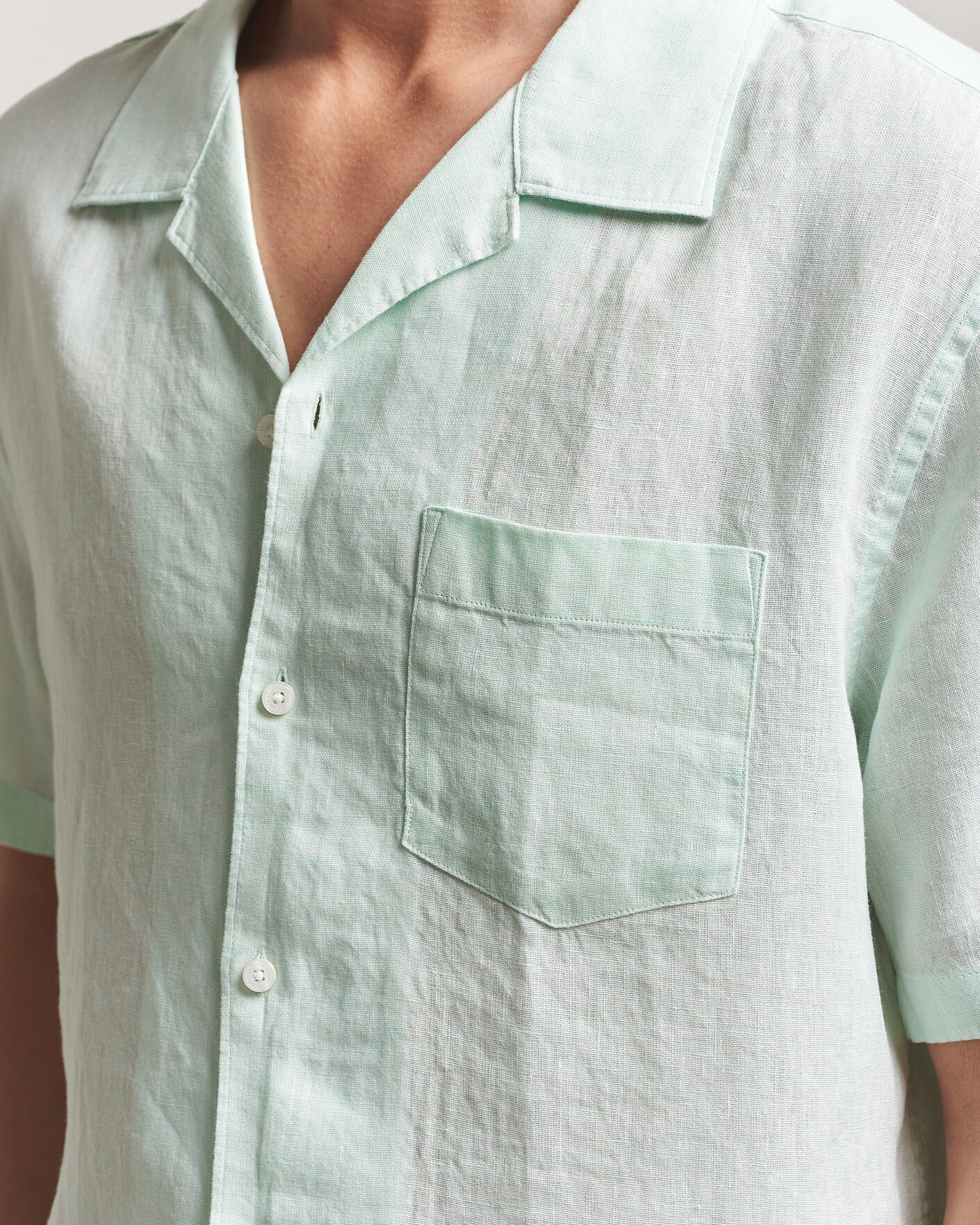 Herre | Skjorter | J.Lindeberg | Elio Linen Short Sleeve Shirt Bay Green