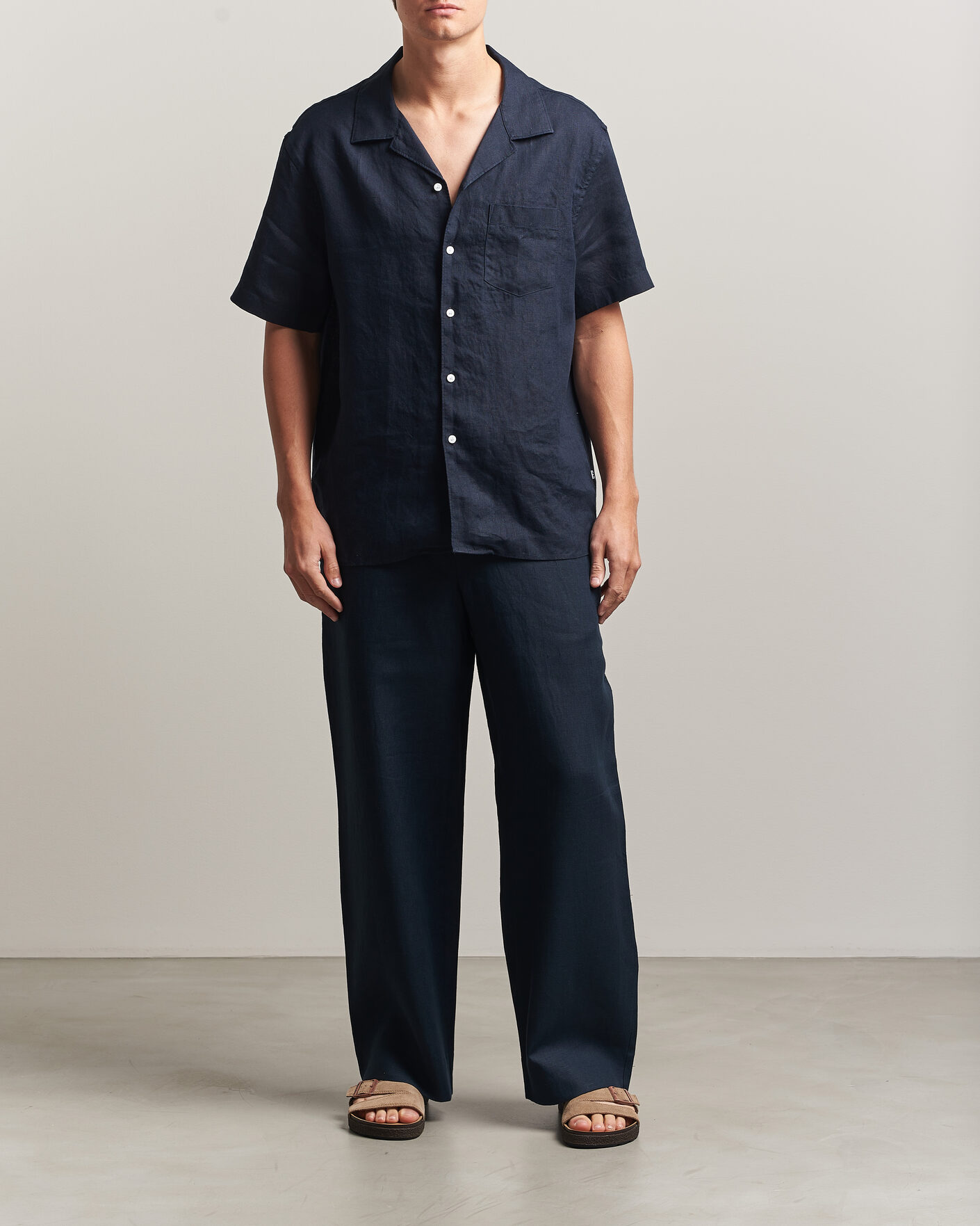 Herre | Bukser | J.Lindeberg | Noah Drape Linen Pants Navy