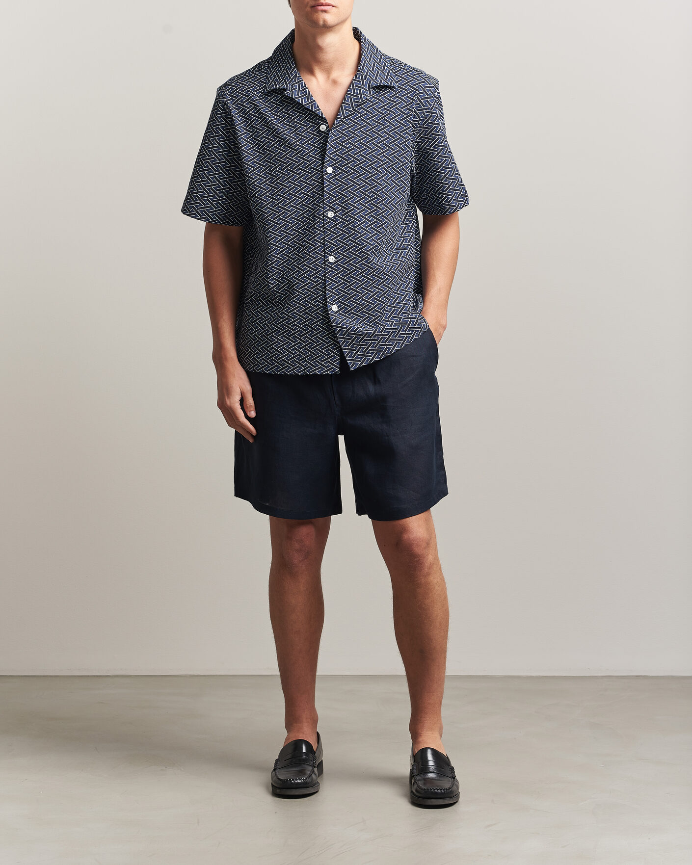 Herre | Shorts | J.Lindeberg | Joff Linen Drawstring Shorts Navy