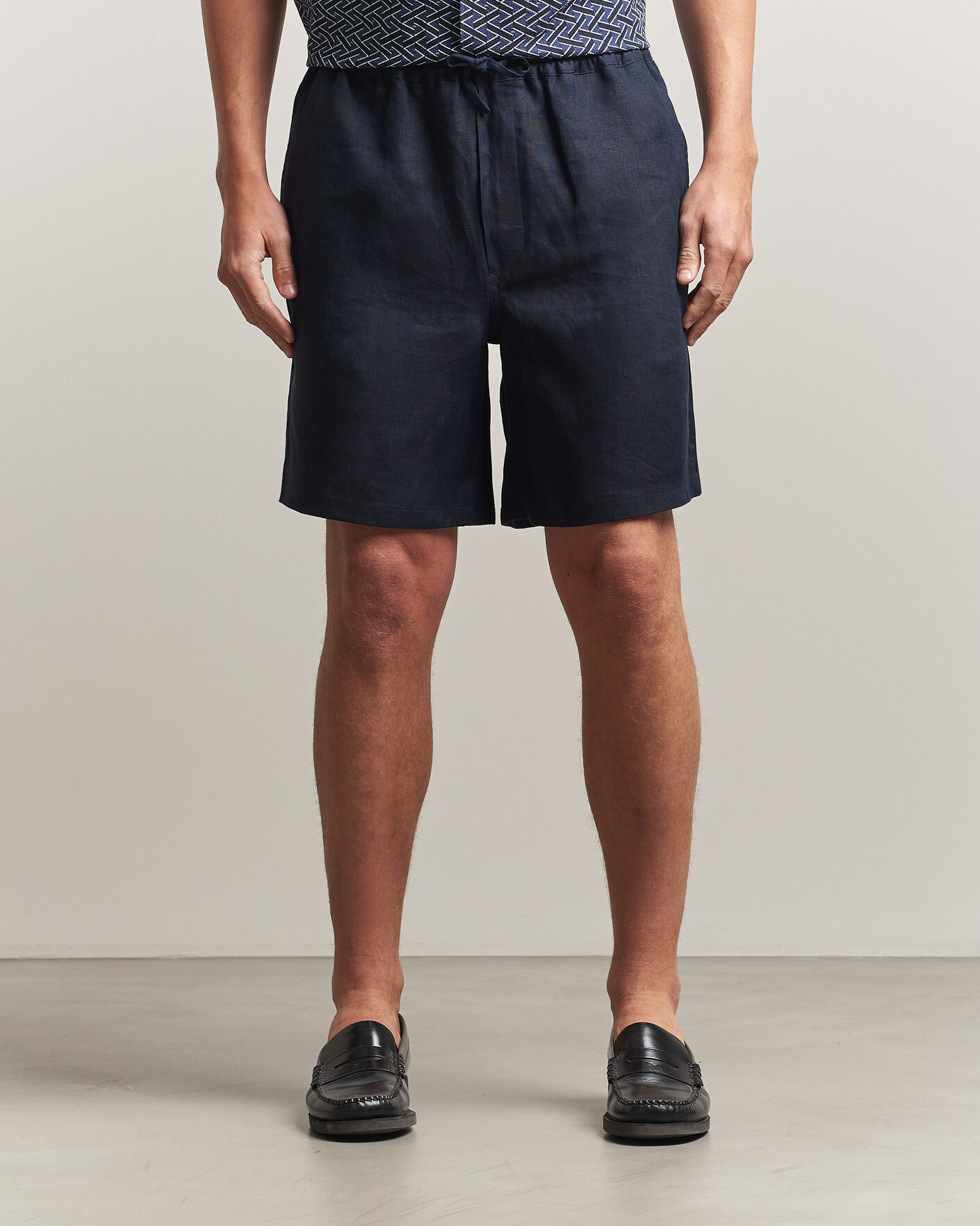 Herre | Shorts | J.Lindeberg | Joff Linen Drawstring Shorts Navy