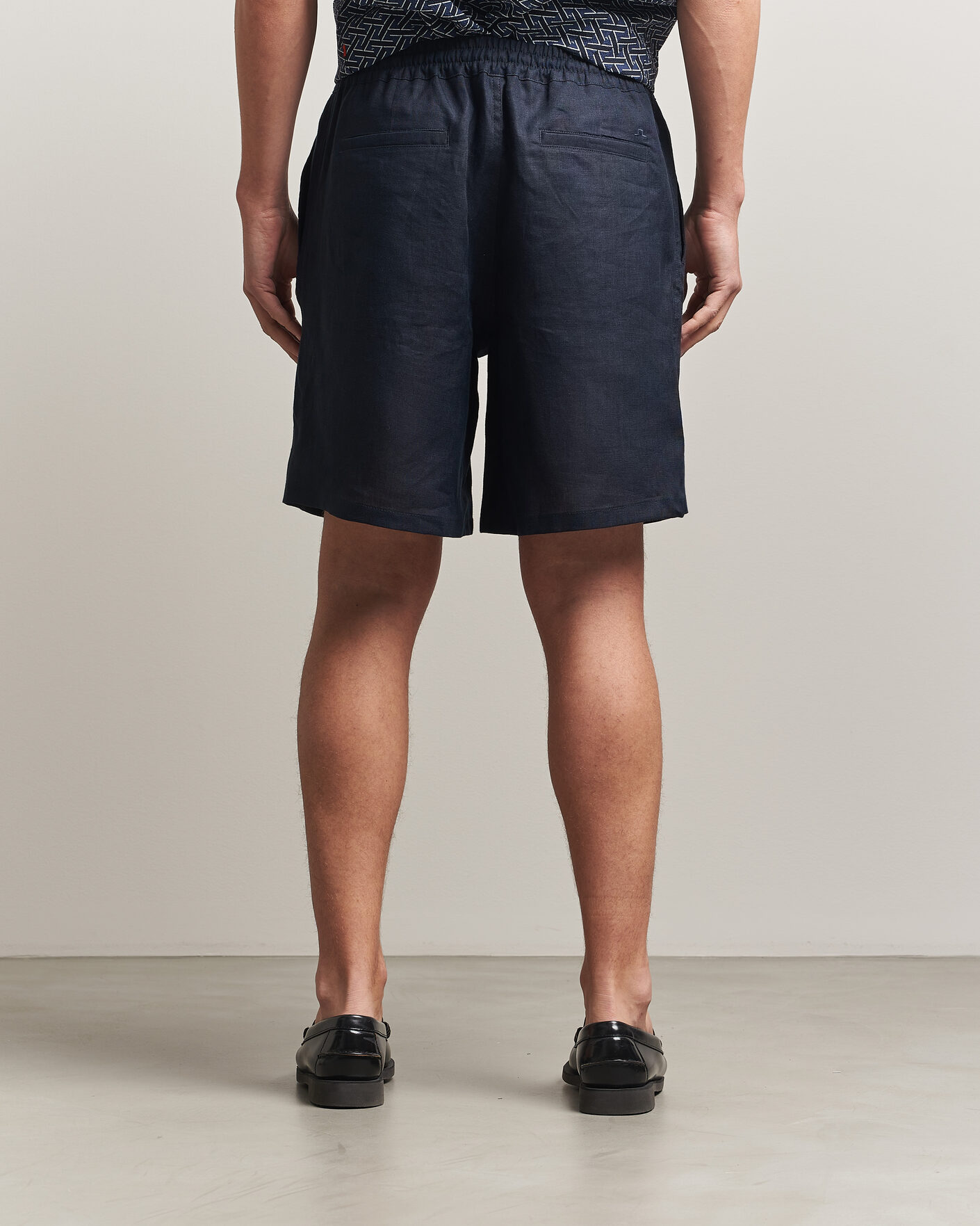 Herre | Shorts | J.Lindeberg | Joff Linen Drawstring Shorts Navy