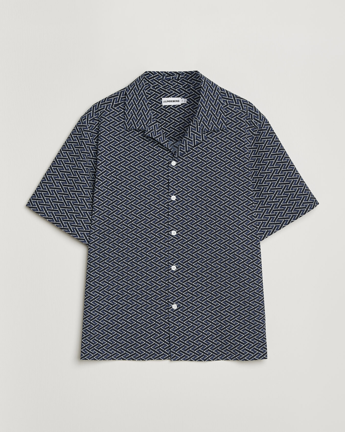 Herre | Skjorter | J.Lindeberg | Donso Geo Printed Resort Shirt Estate Navy