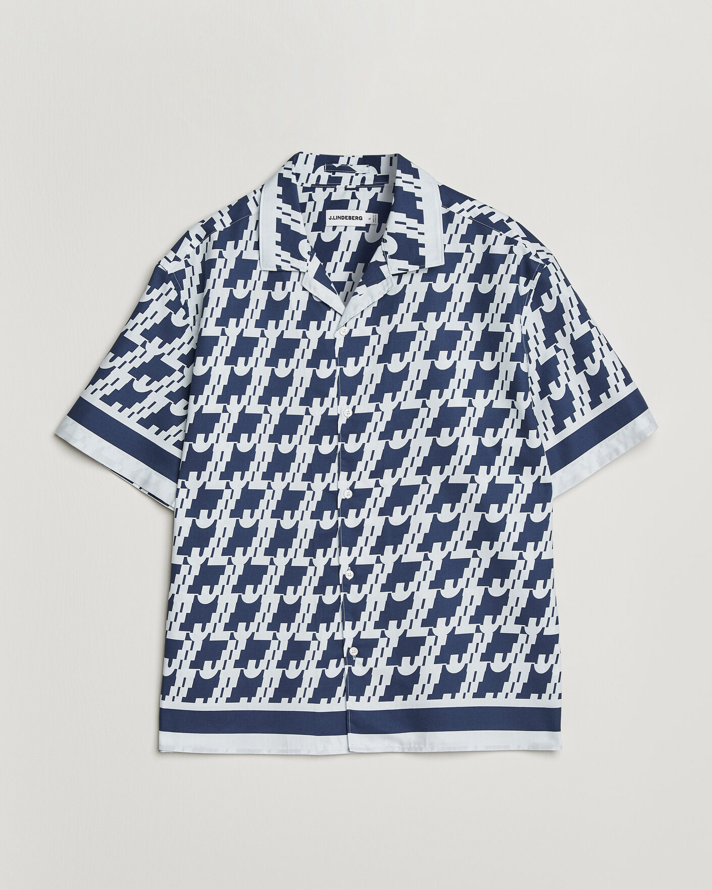Herre | Skjorter | J.Lindeberg | Ellis Border Printed Resort Shirt Estate Blue
