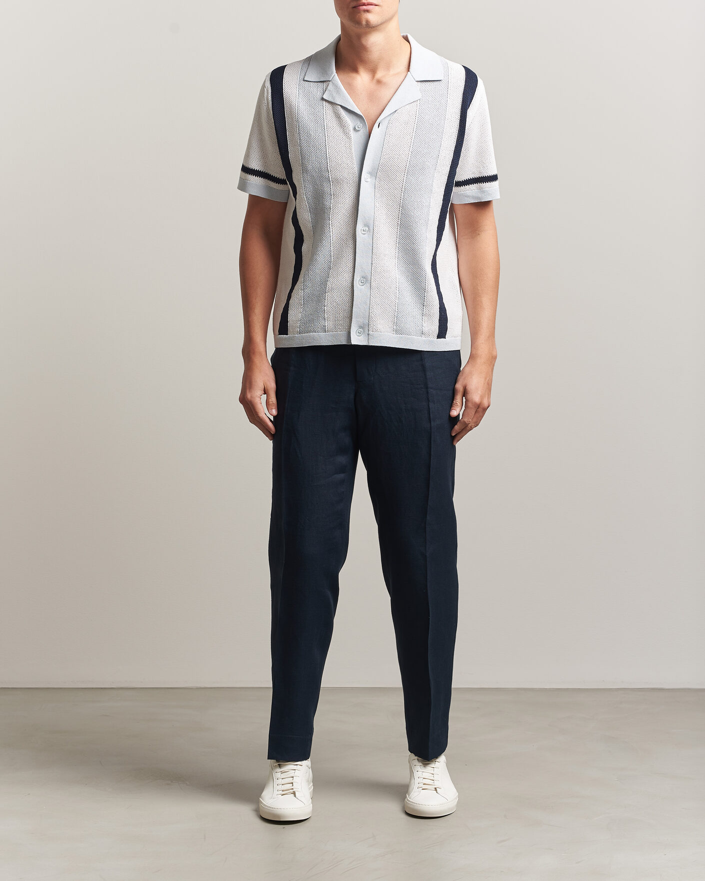 Herre | Skjorter | J.Lindeberg | Remus Knitted Resort Shirt Skywriting