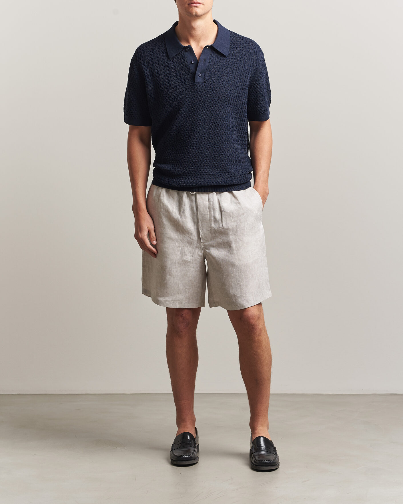 Herre | Polotrøjer | J.Lindeberg | Jacques Structured Knitted Polo Navy