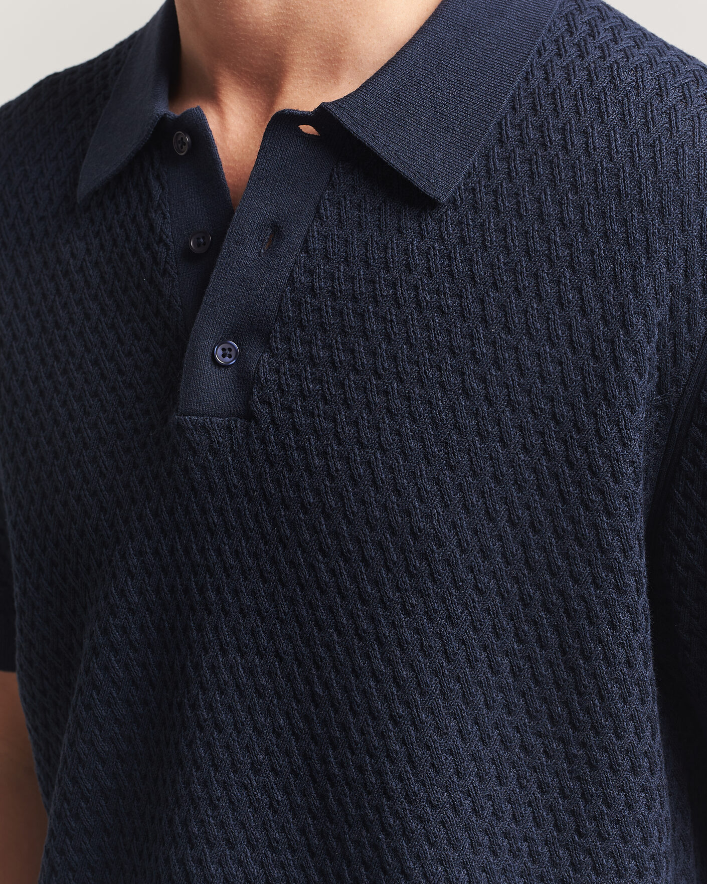Herre | Polotrøjer | J.Lindeberg | Jacques Structured Knitted Polo Navy