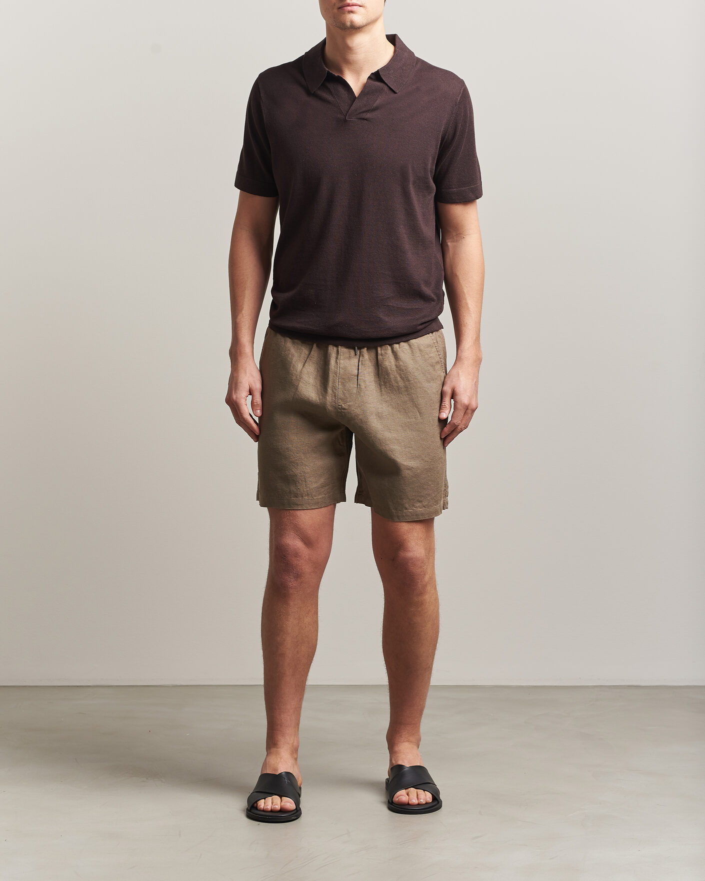 Herre | Shorts | NN07 | Gregor Linen Drawstring Shorts Clay Mirage