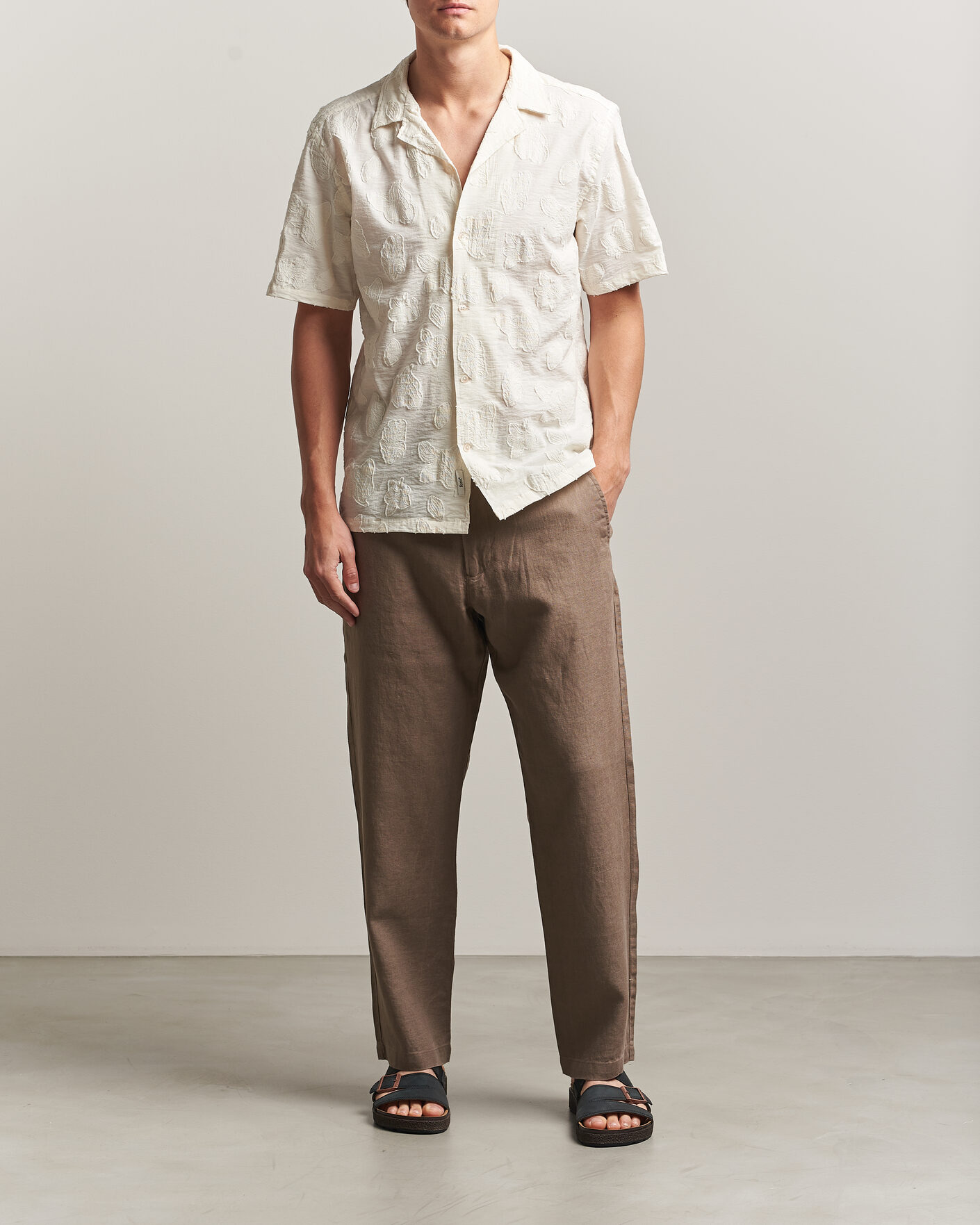 Herre | Bukser | NN07 | Aden Regular Fit Linen Trousers Clay Mirage