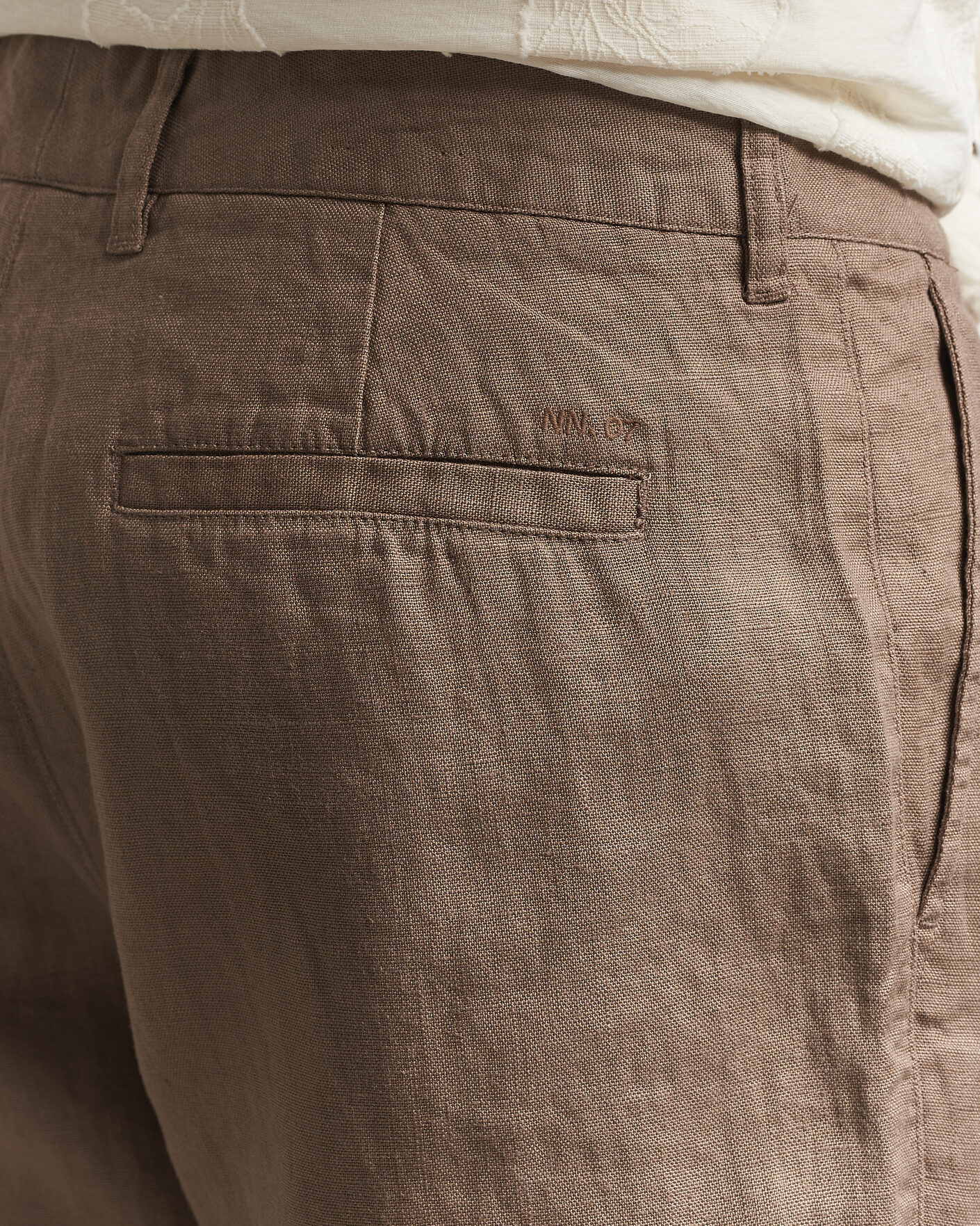 Herre | Bukser | NN07 | Aden Regular Fit Linen Trousers Clay Mirage