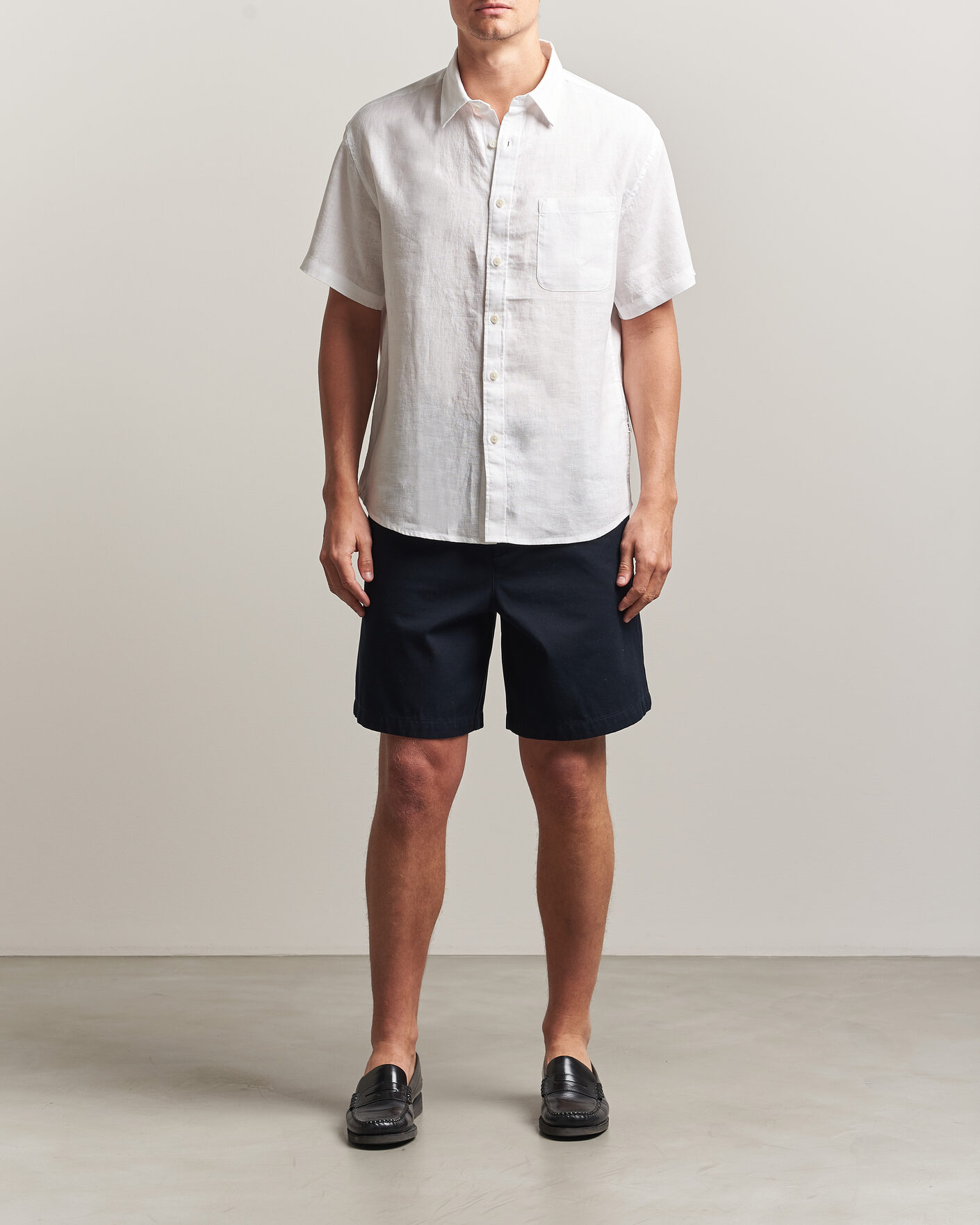 Herre | Skjorter | NN07 | Deon Linen Short Sleeve Shirt White