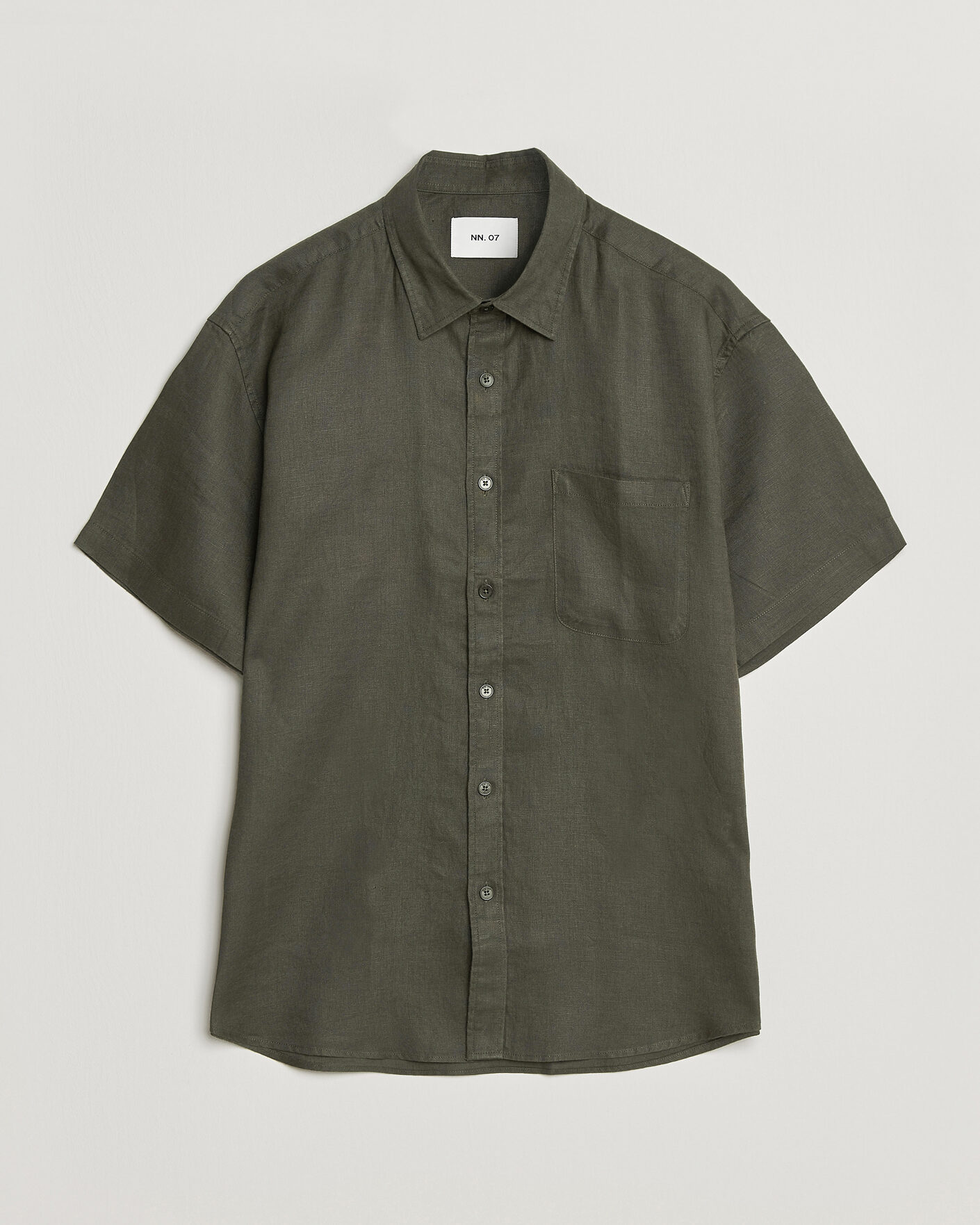 Herre | Skjorter | NN07 | Deon Linen Short Sleeve Shirt Dark Army