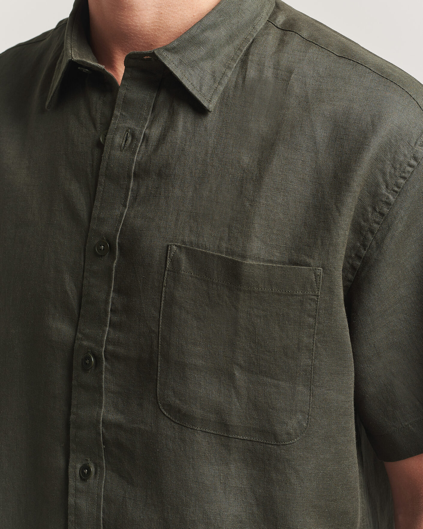 Herre | Skjorter | NN07 | Deon Linen Short Sleeve Shirt Dark Army