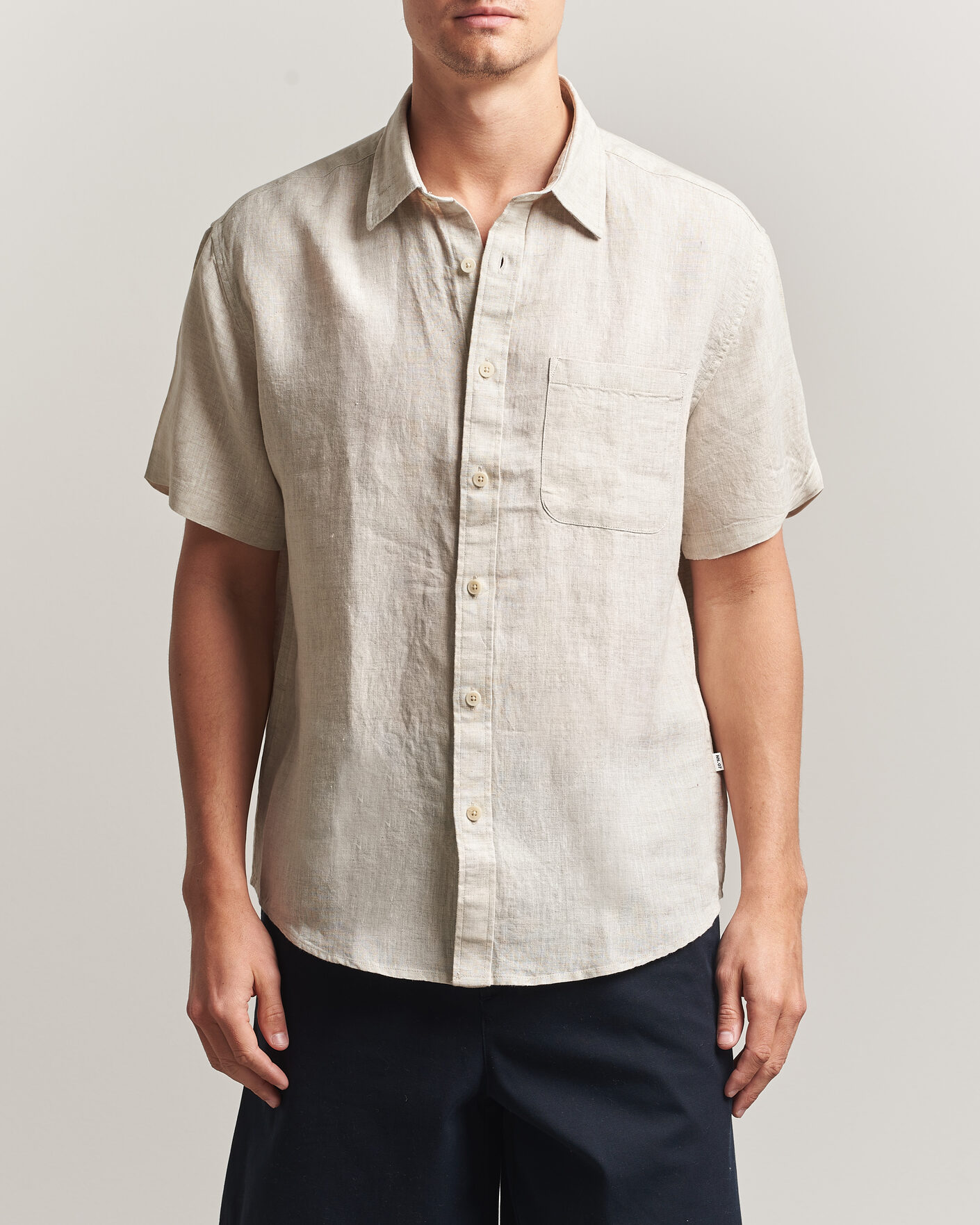 Herre | Skjorter | NN07 | Deon Linen Short Sleeve Shirt Oat