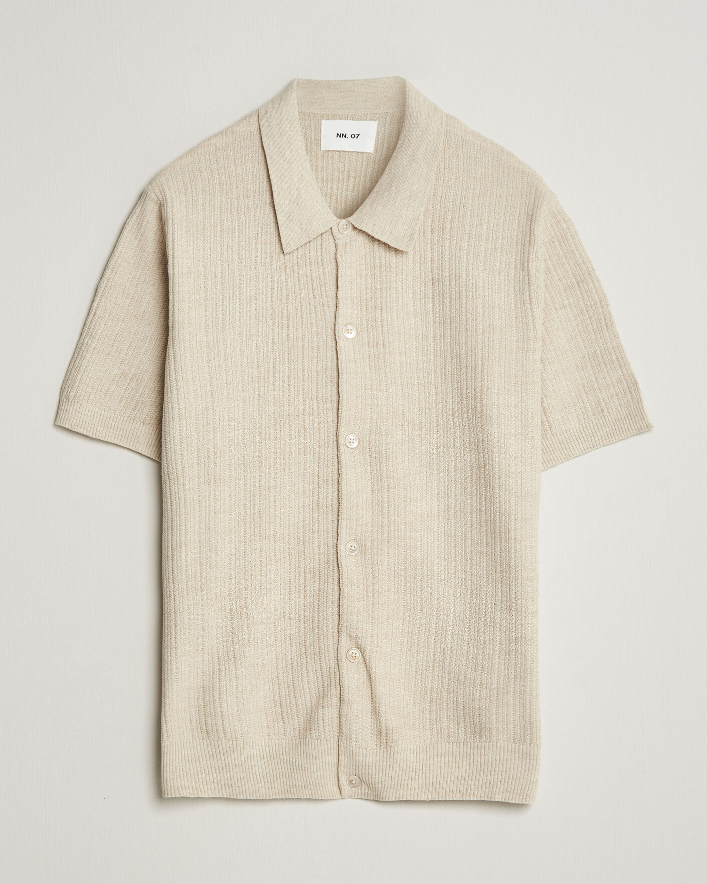 Herre | Skjorter | NN07 | Nolan Knitted Short Sleeve Shirt Ivory