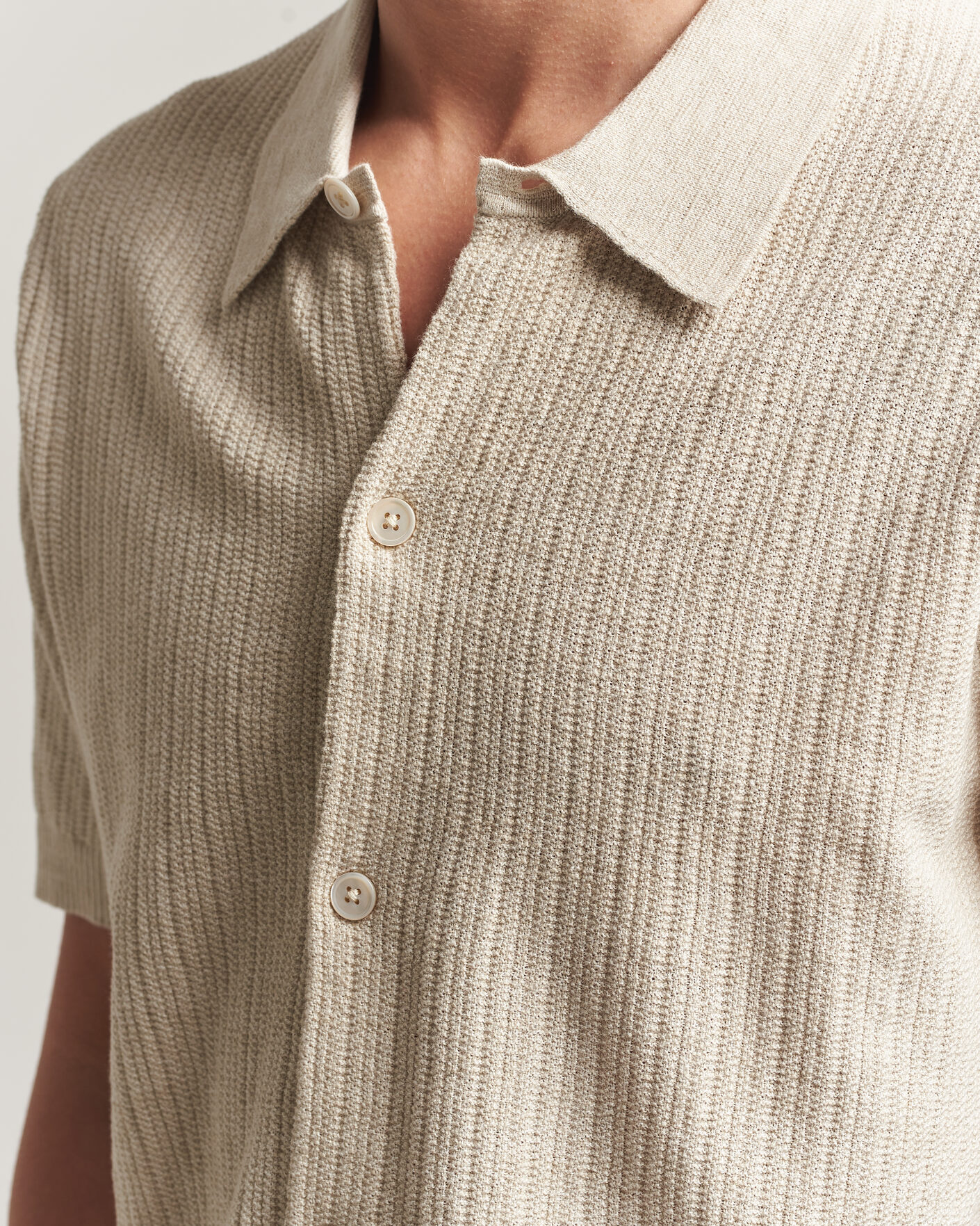 Herre | Skjorter | NN07 | Nolan Knitted Short Sleeve Shirt Ivory